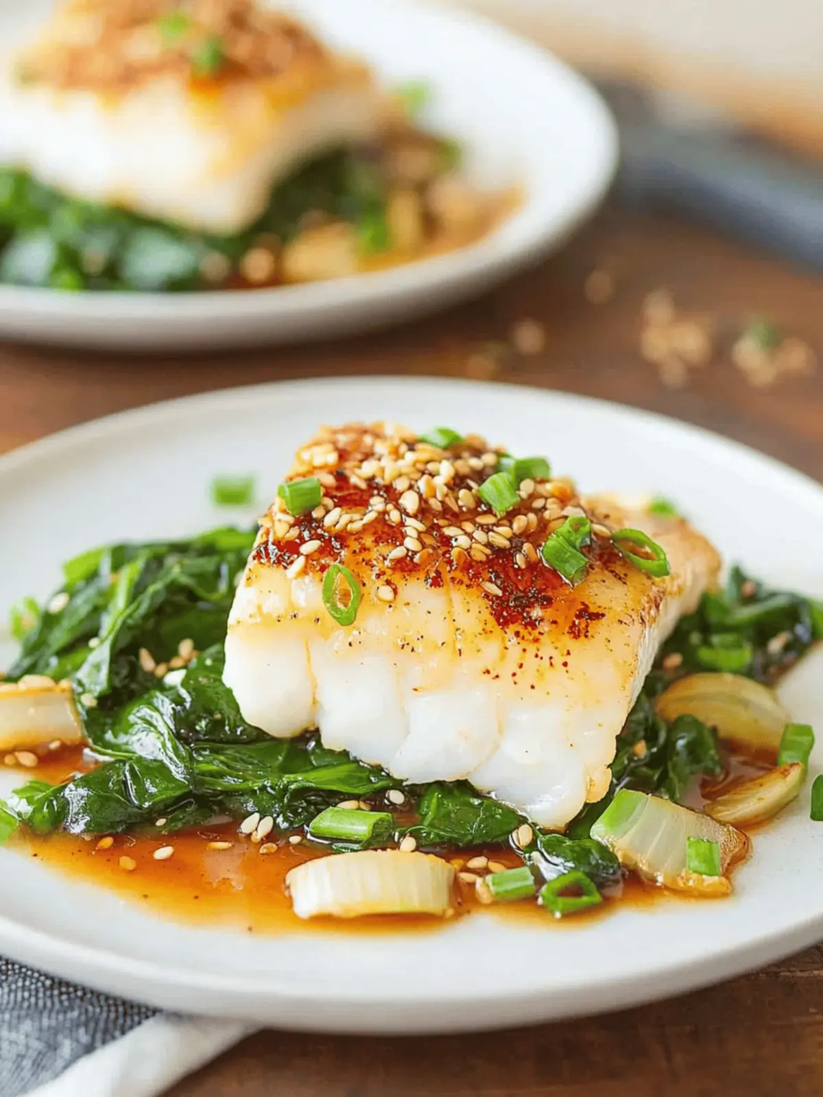 Chilean Sea Bass Recipe with Asian Glaze and Sesame Spinach