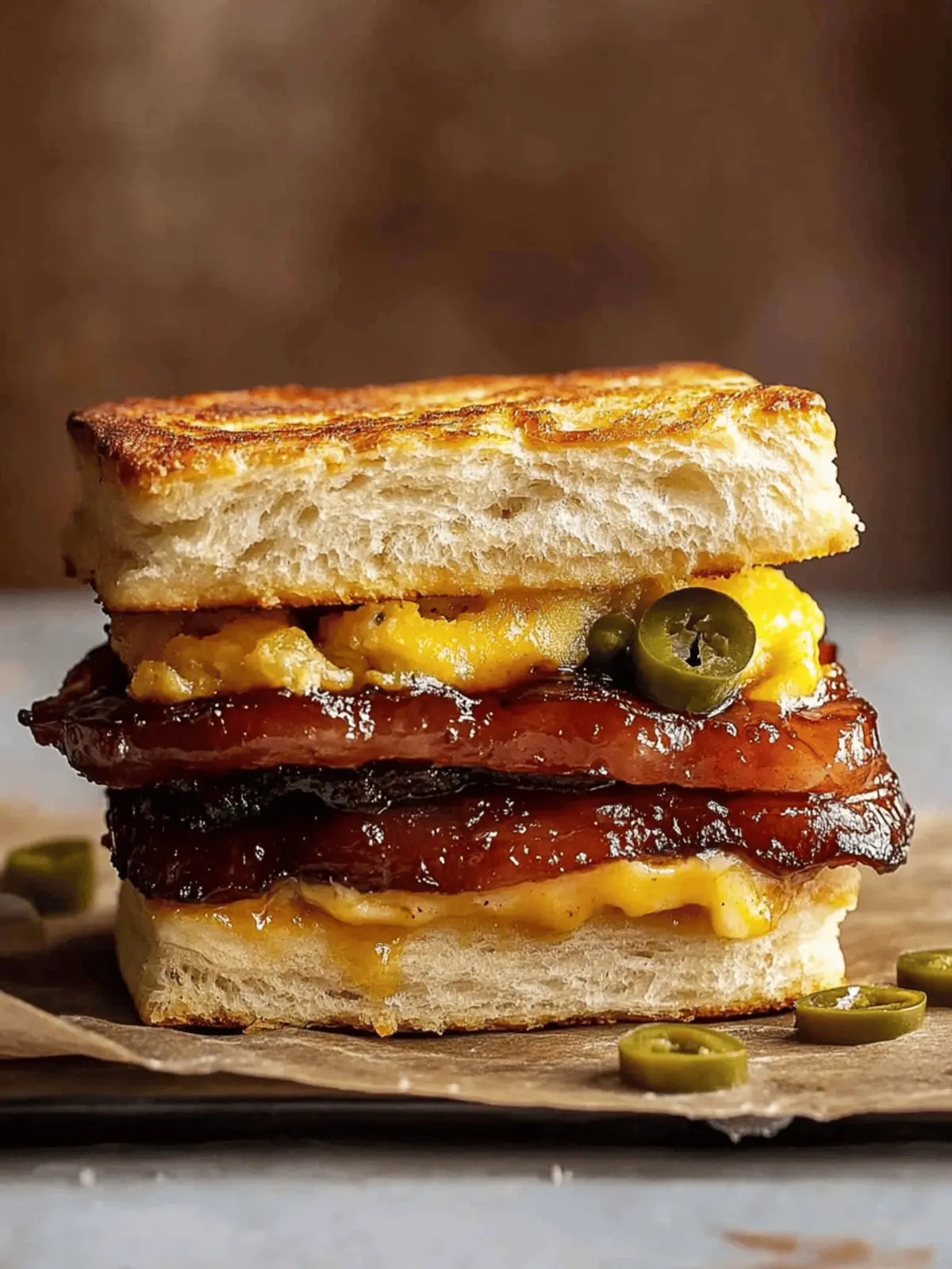 Pork Belly Breakfast Biscuit Sandwich