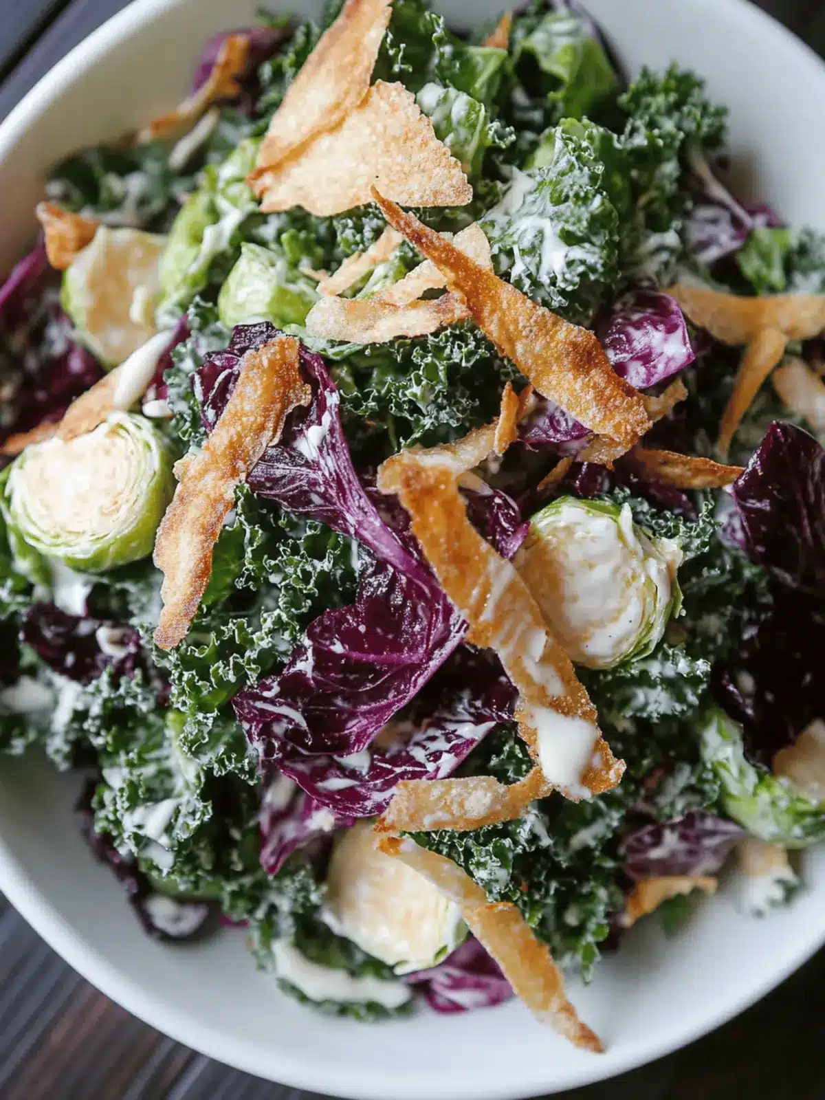 Kale Caesar Salad with Brussels Sprouts for a Flavor Bomb