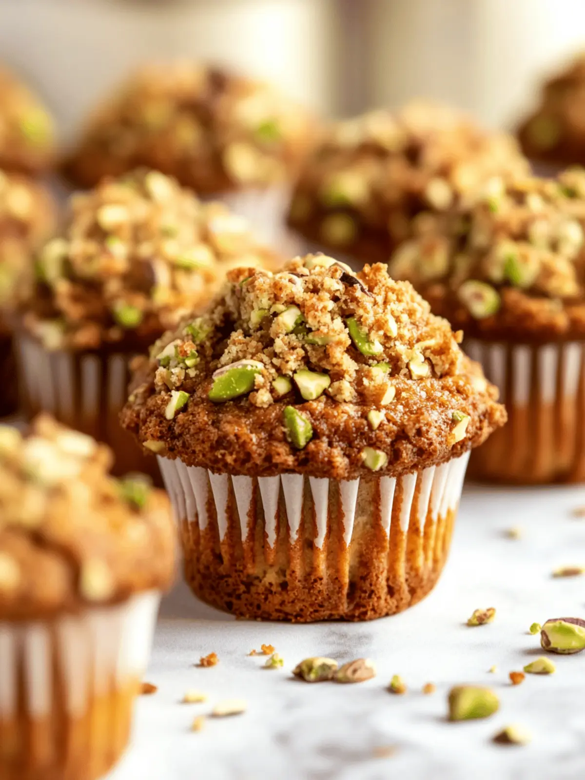 Pistachio Muffins With Pistachio Crumble Topping