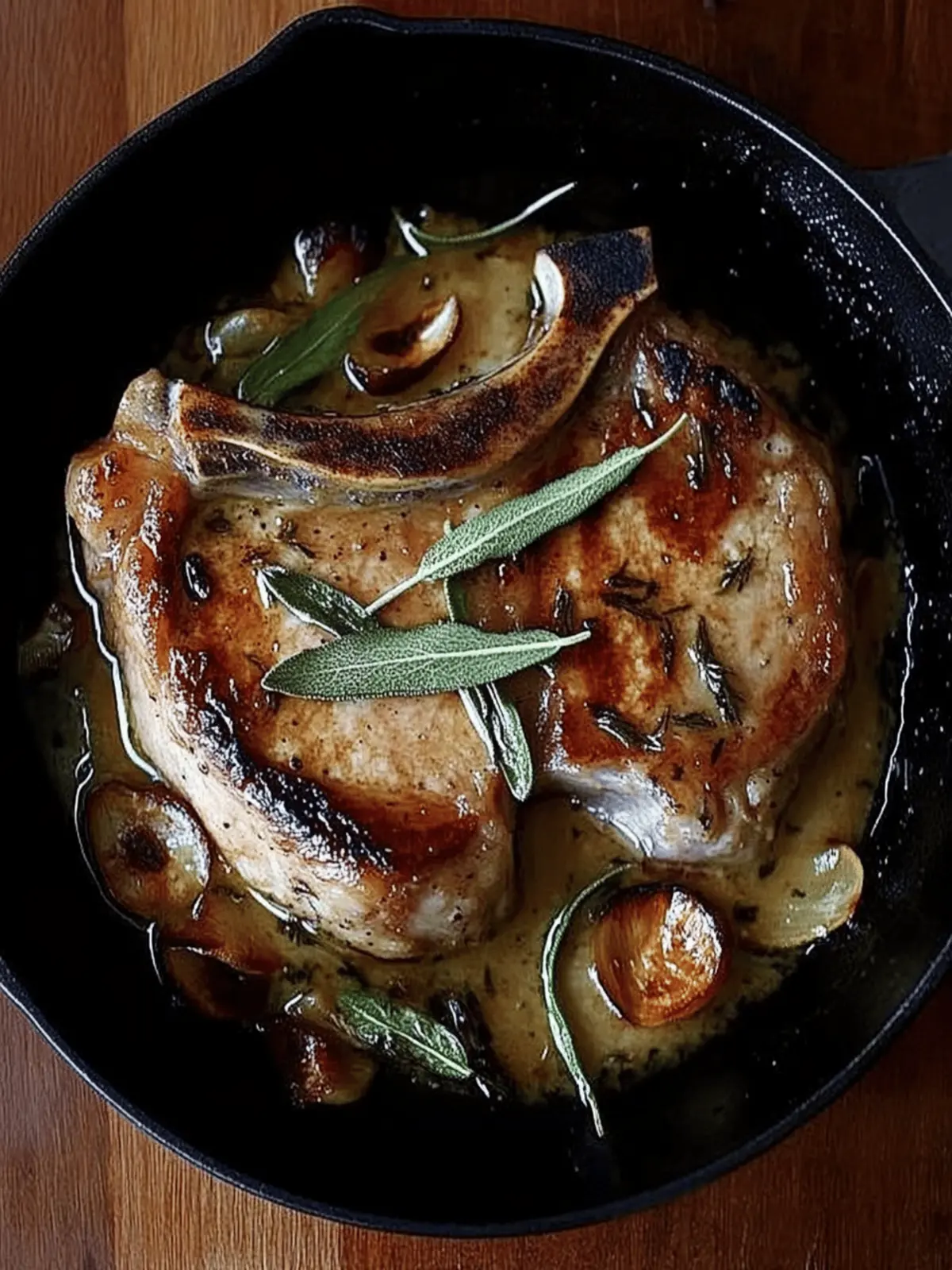 Pork Chops with Sage Butter Sauce