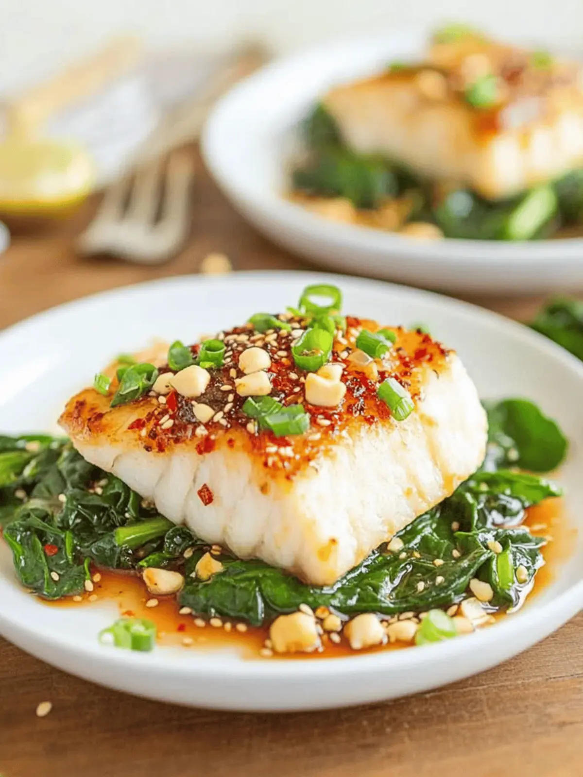 Chilean Sea Bass Recipe with Asian Glaze and Sesame Spinach