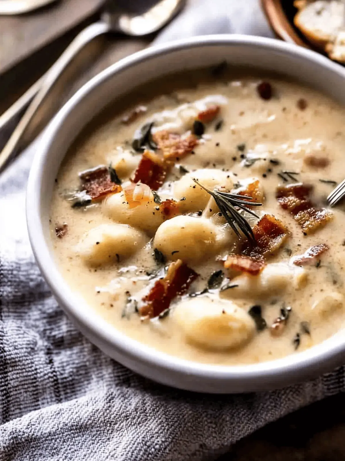 Creamy Gnocchi Soup with Rosemary Bacon