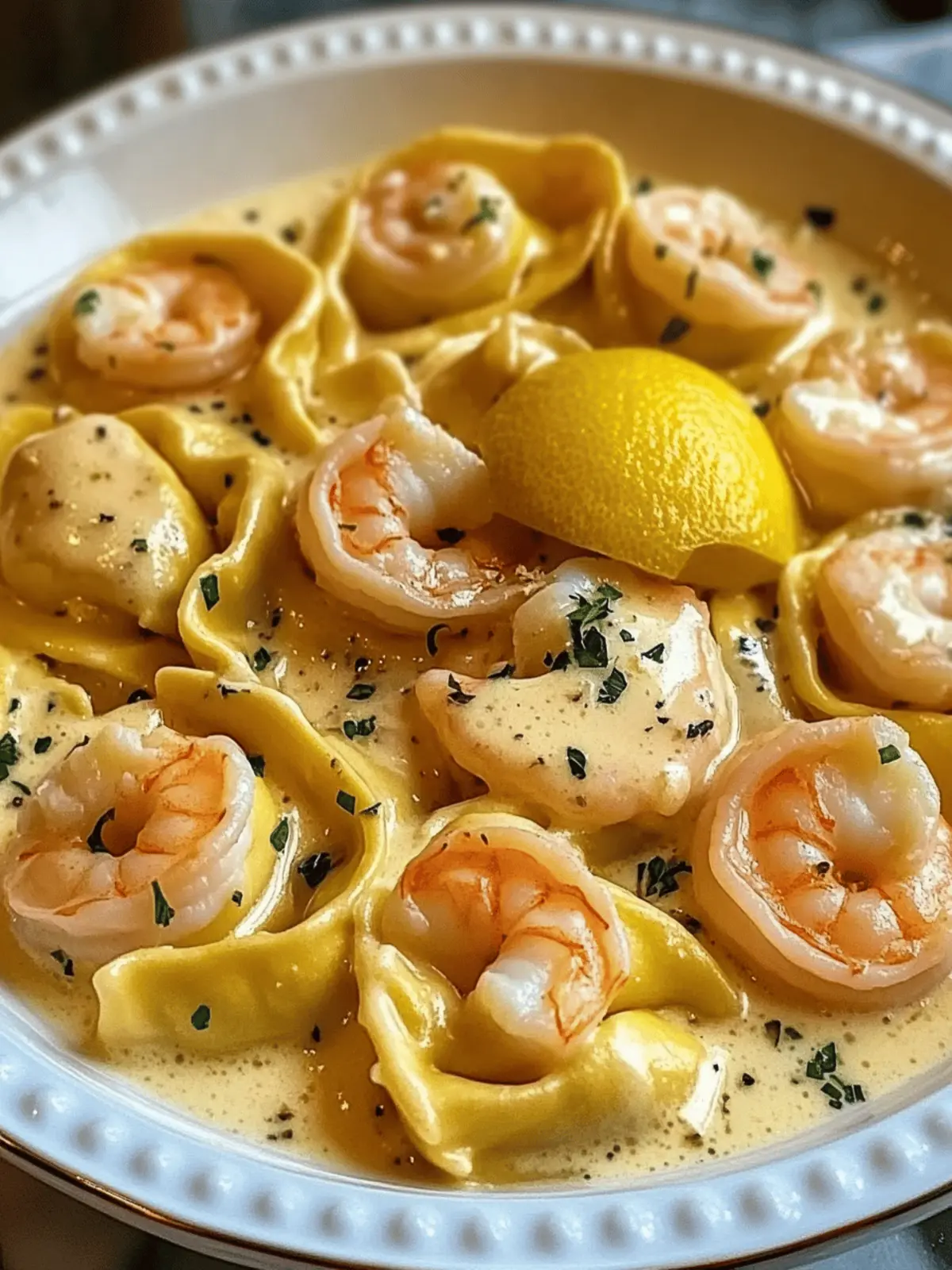 Shrimp Tortellini in Lemon Garlic Cream Sauce