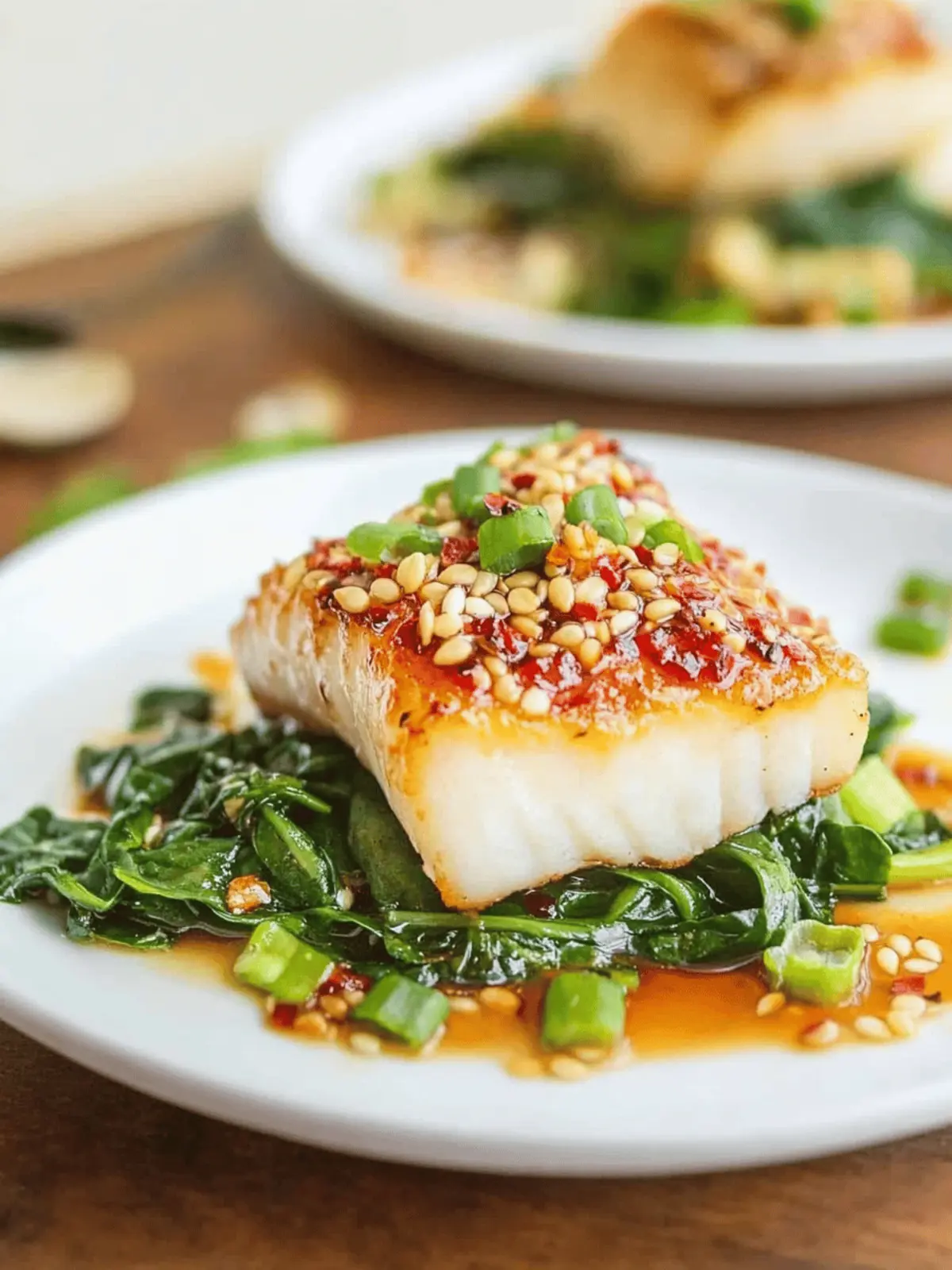 Chilean Sea Bass Recipe with Asian Glaze and Sesame Spinach