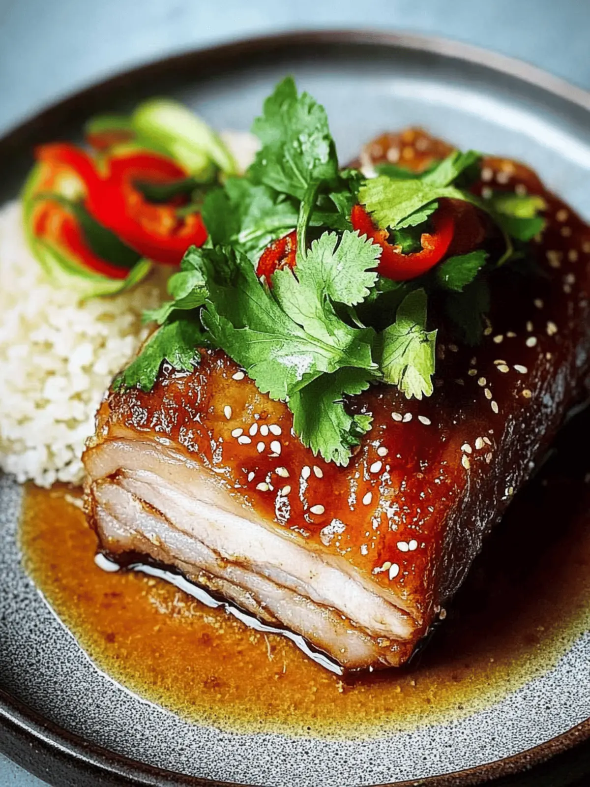 Crispy Pork Belly with Asian Style Caramel Sauce Delight