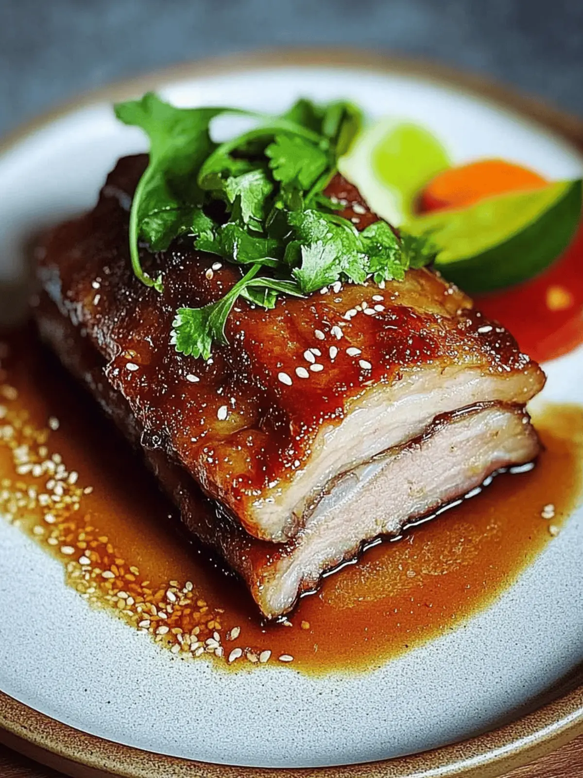 Crispy Pork Belly with Asian Style Caramel Sauce Delight