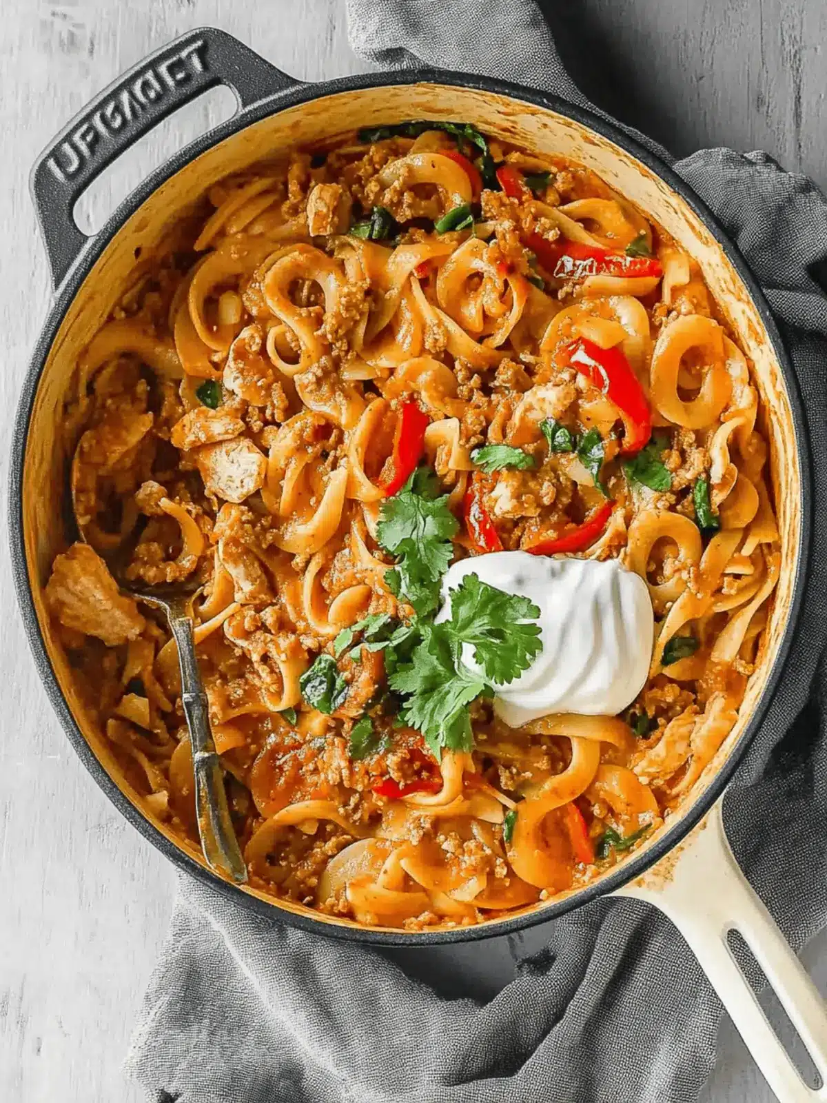 One Pot Ground Chicken Fajita Pasta