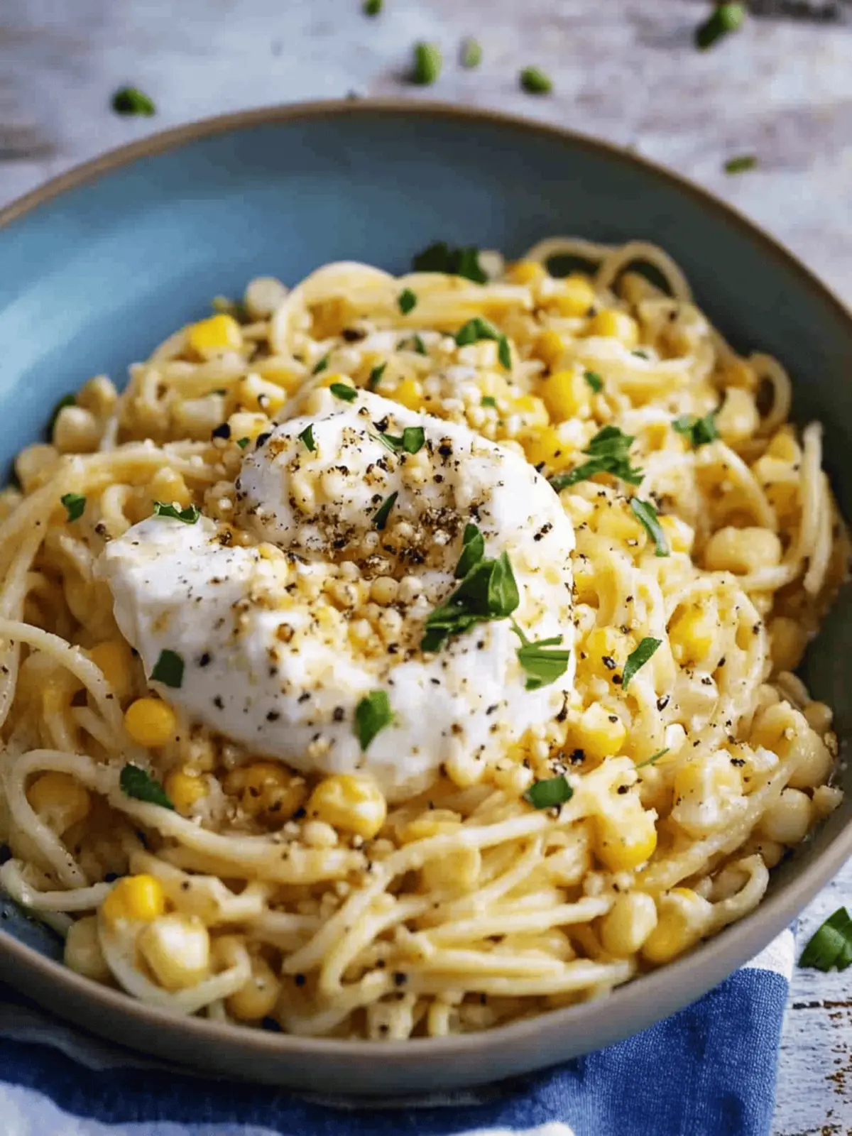 Creamy Corn and Bucatini with Burrata for Summer Indulgence 3 Creamy Corn and Bucatini with Burrata