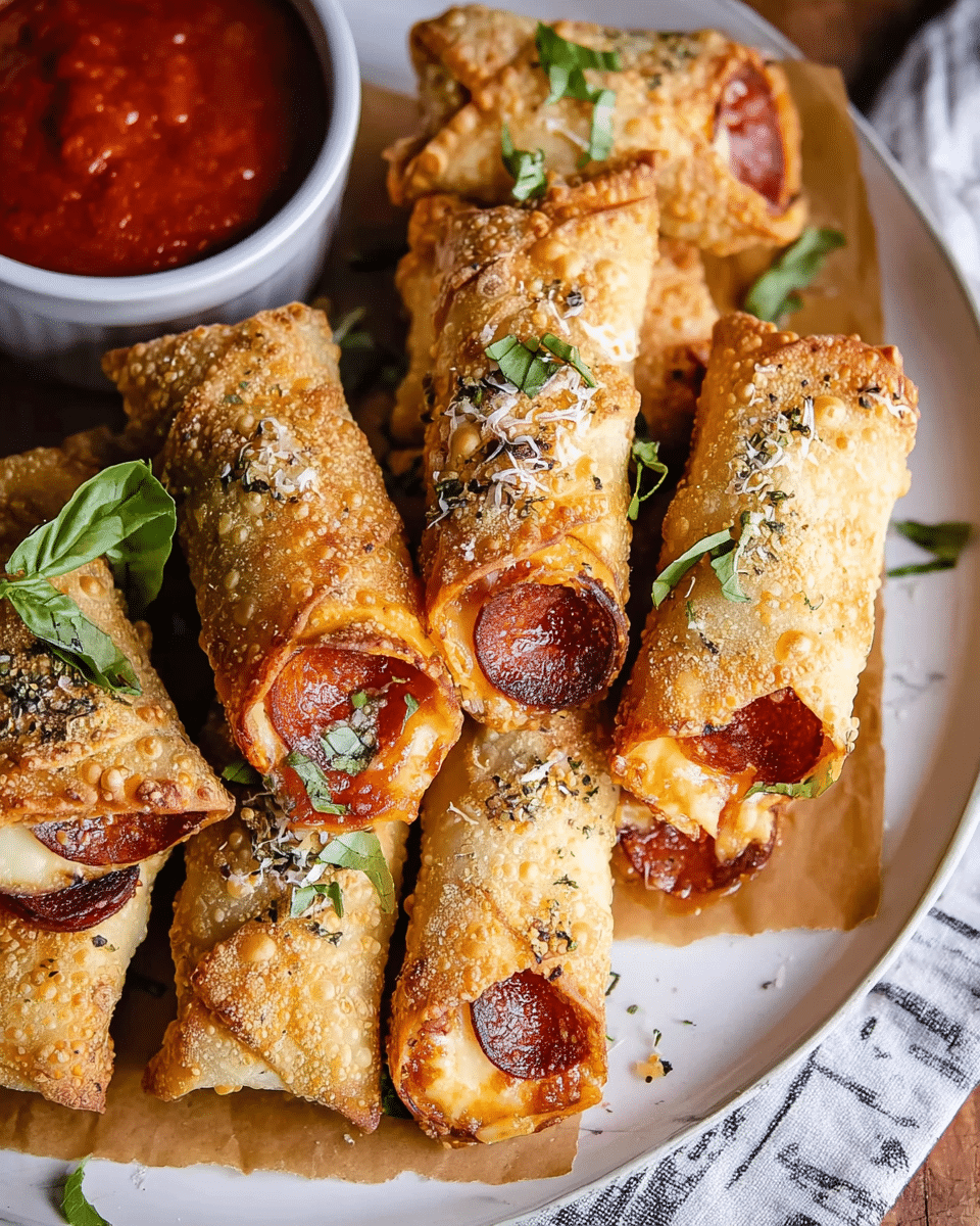 Garlic Butter Pizza Egg Rolls
