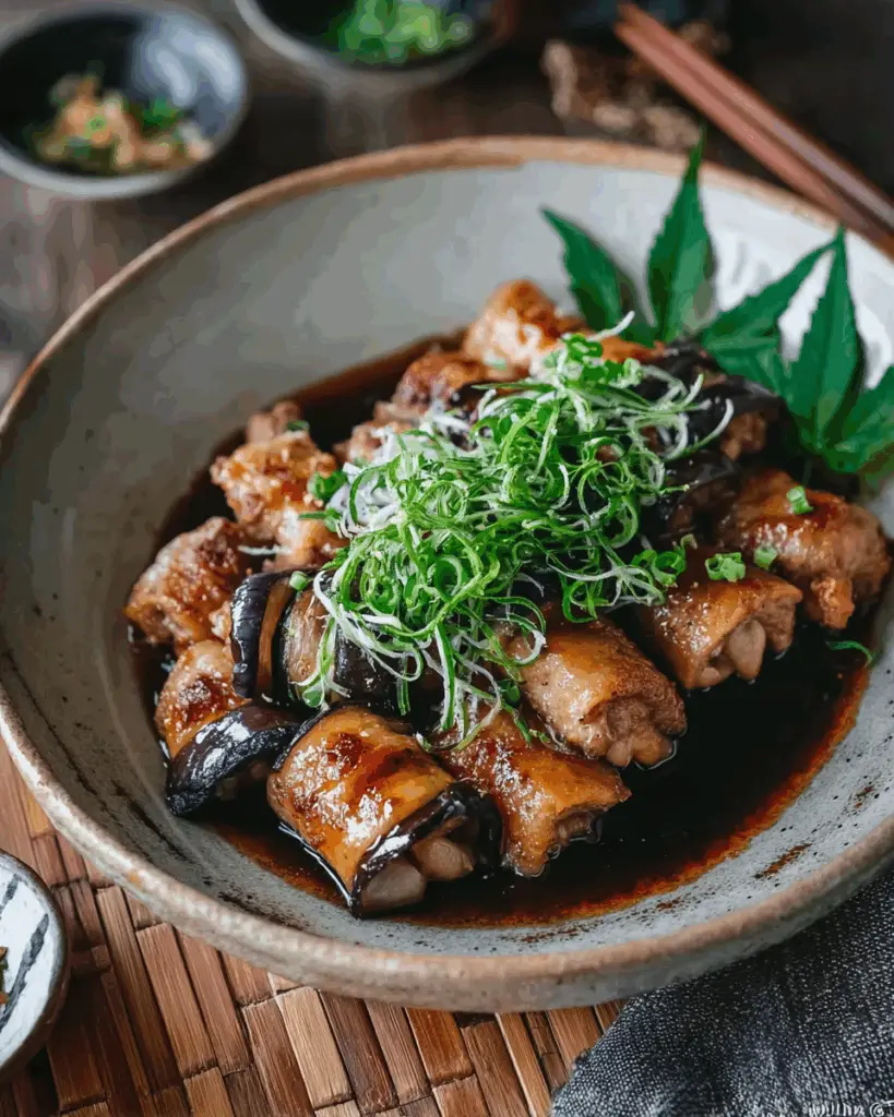 Ginger Pork Rolls with Eggplant