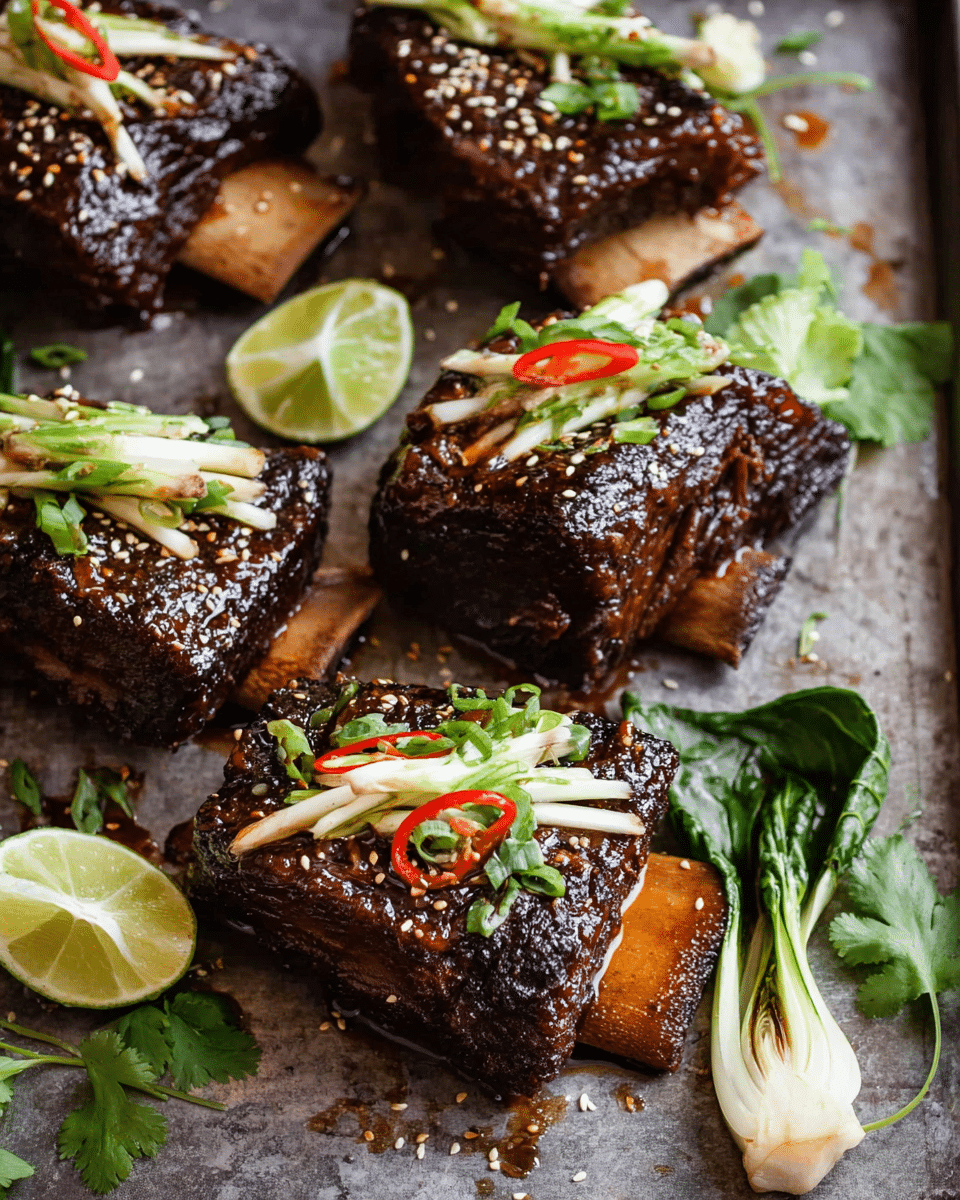 Oven Roasted Beef Short Ribs with Fresh Bok Choy Slaw