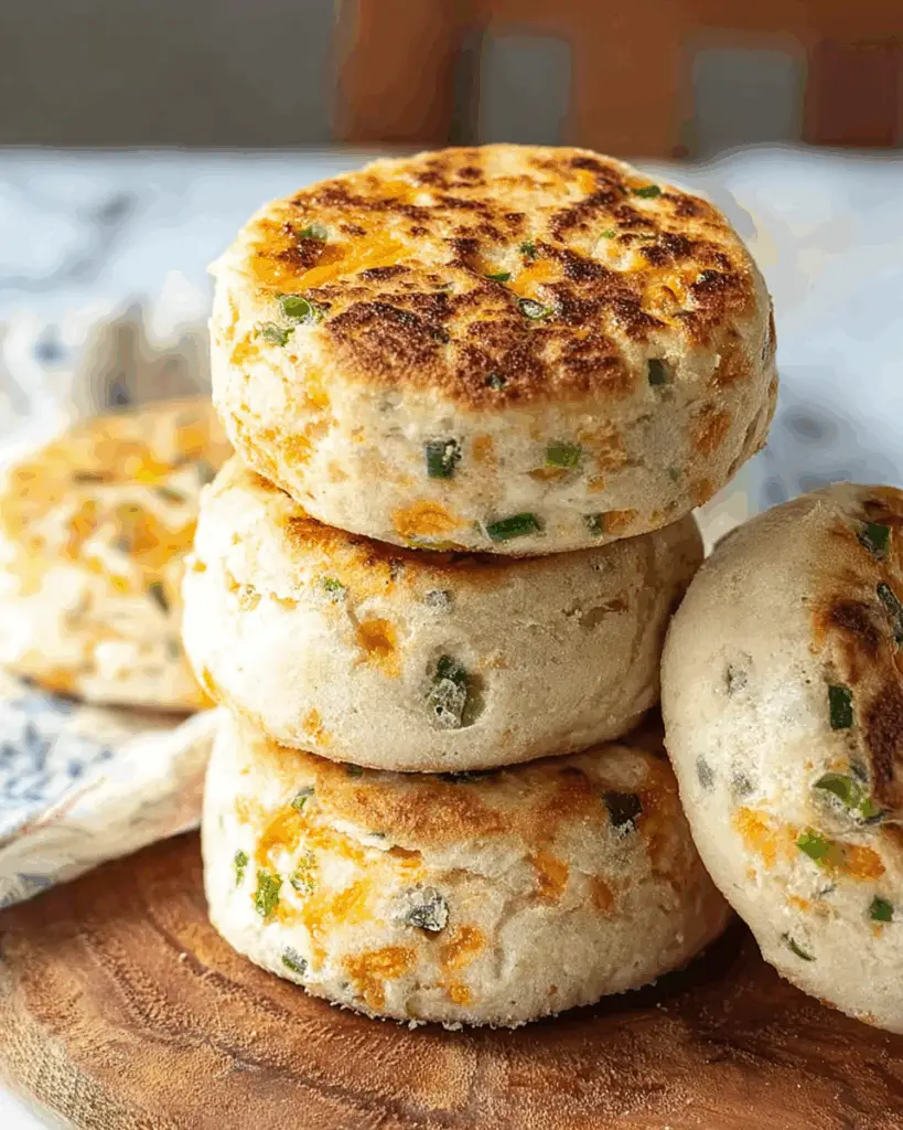 Scallion Cheddar English Muffins