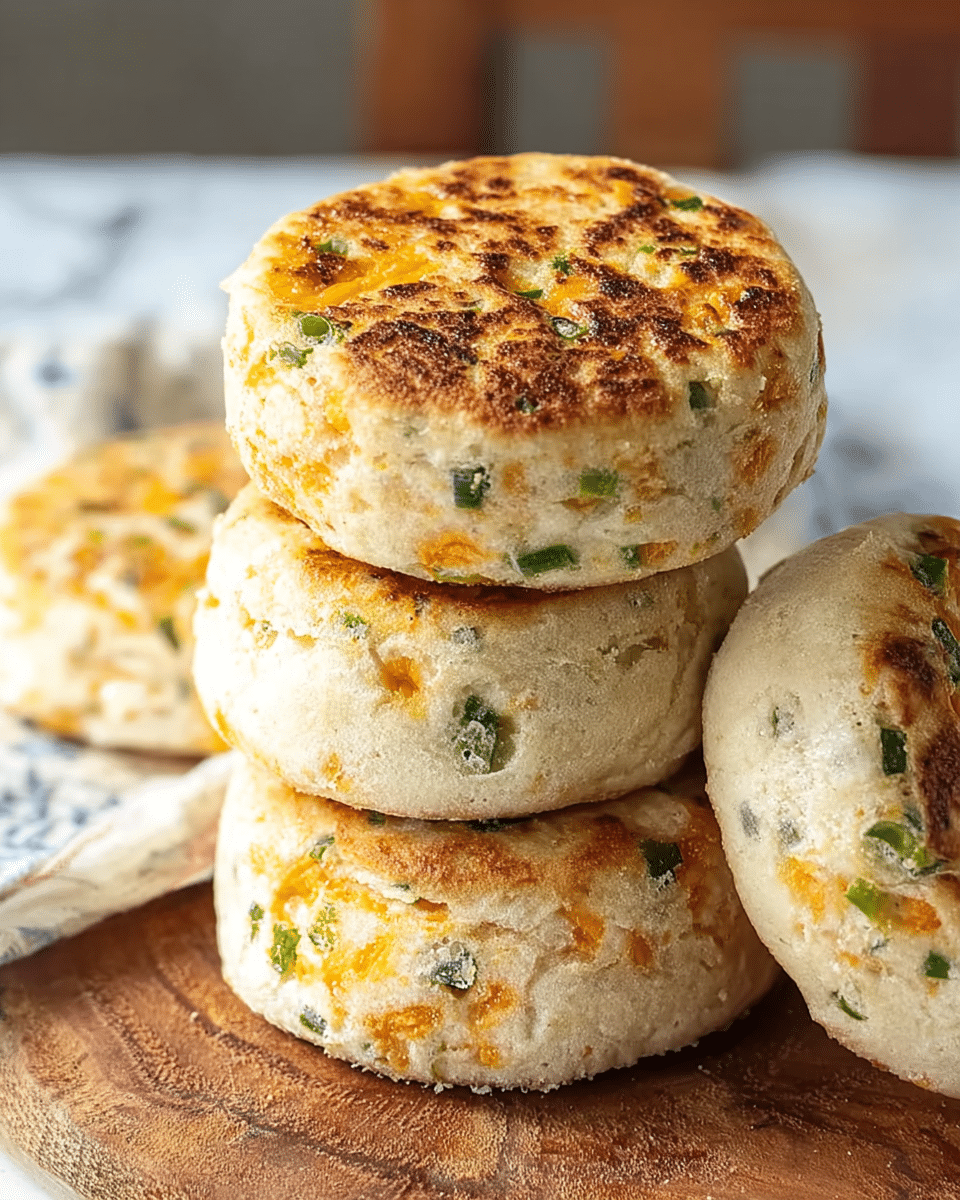 Scallion Cheddar English Muffins