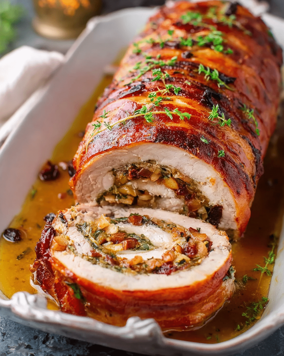 Apple & Bacon Stuffed Pork Loin Roll