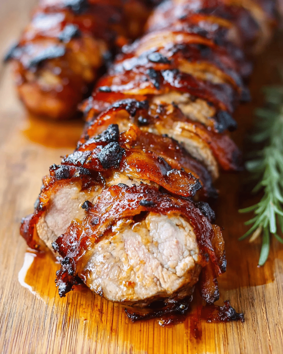 Apricot Glazed Bacon Wrapped Cajun Pork Tenderloin