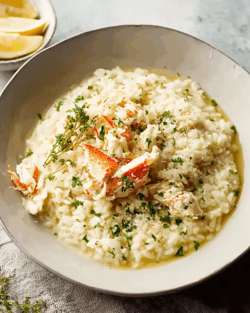 Crab Risotto ( With A Garlic Wine Sauce)