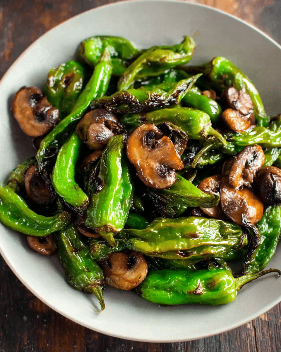 Shishito Peppers and Mushroom Stir Fry