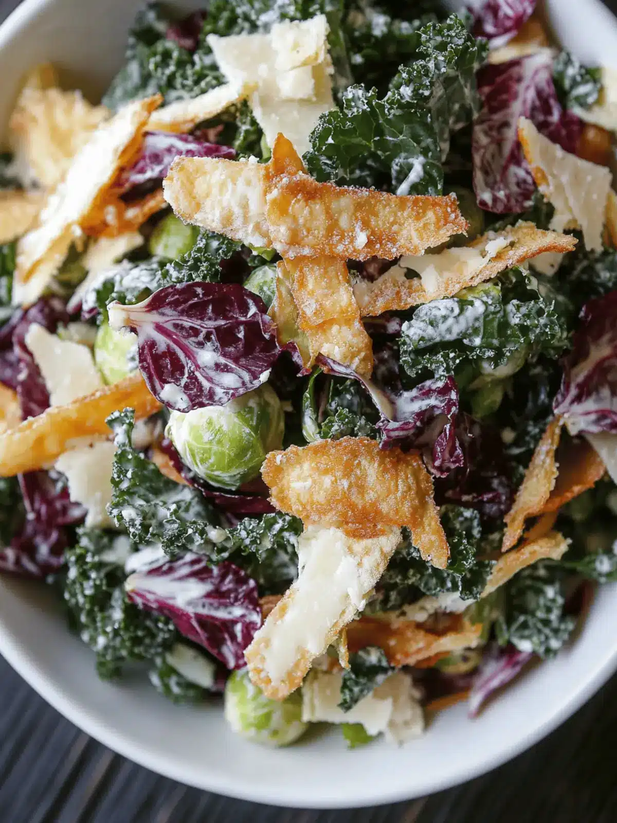 Kale Caesar Salad with Brussels Sprouts for a Flavor Bomb