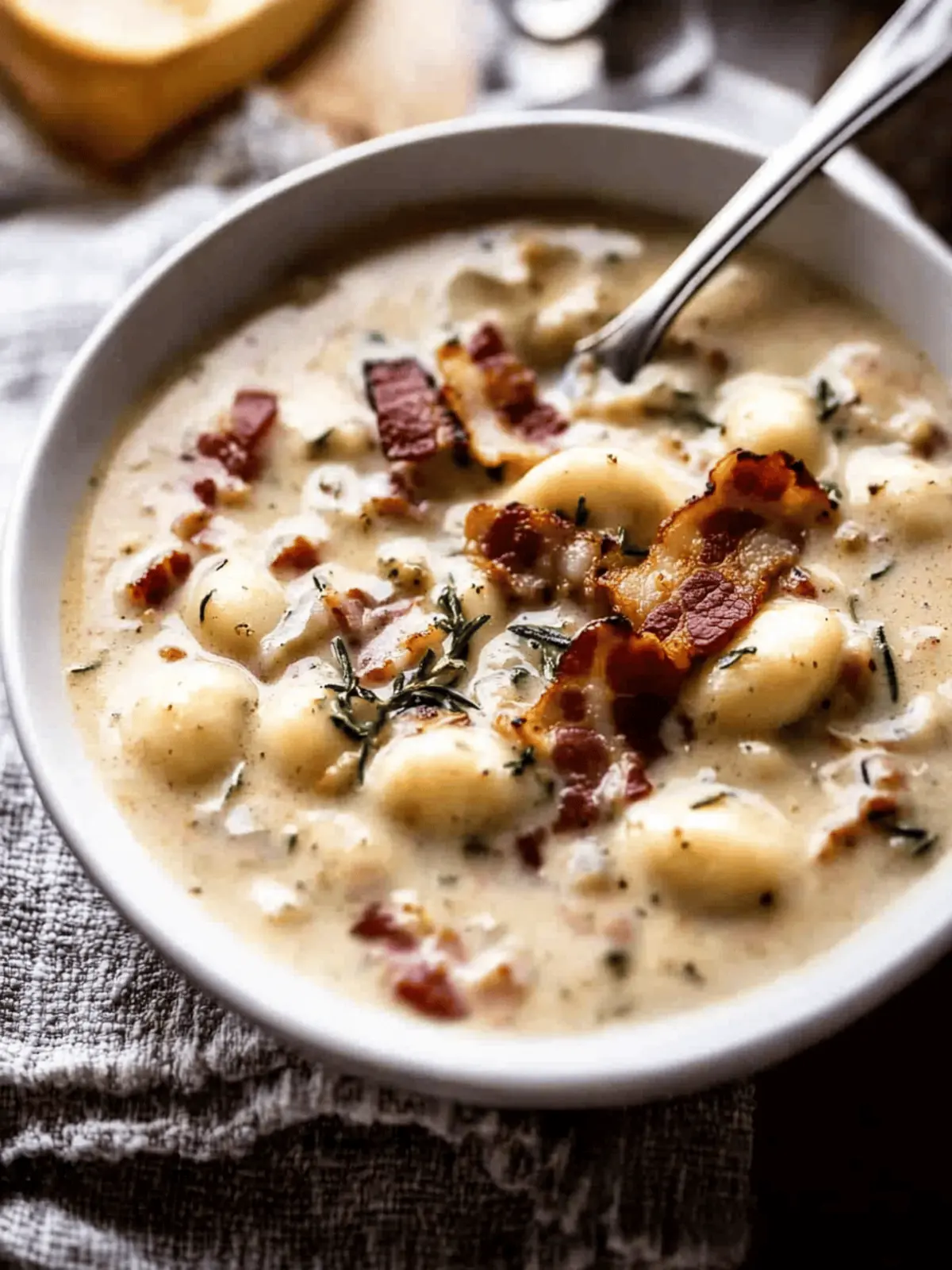 Creamy Gnocchi Soup with Rosemary Bacon