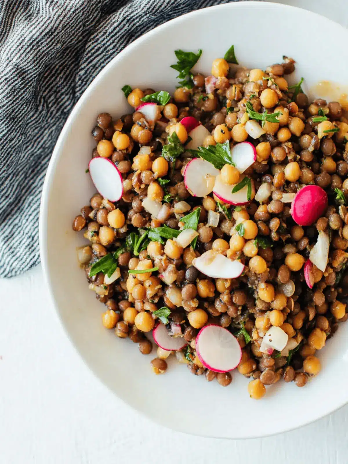 Lemony Lentil and Chickpea Salad with Radish and Herbs