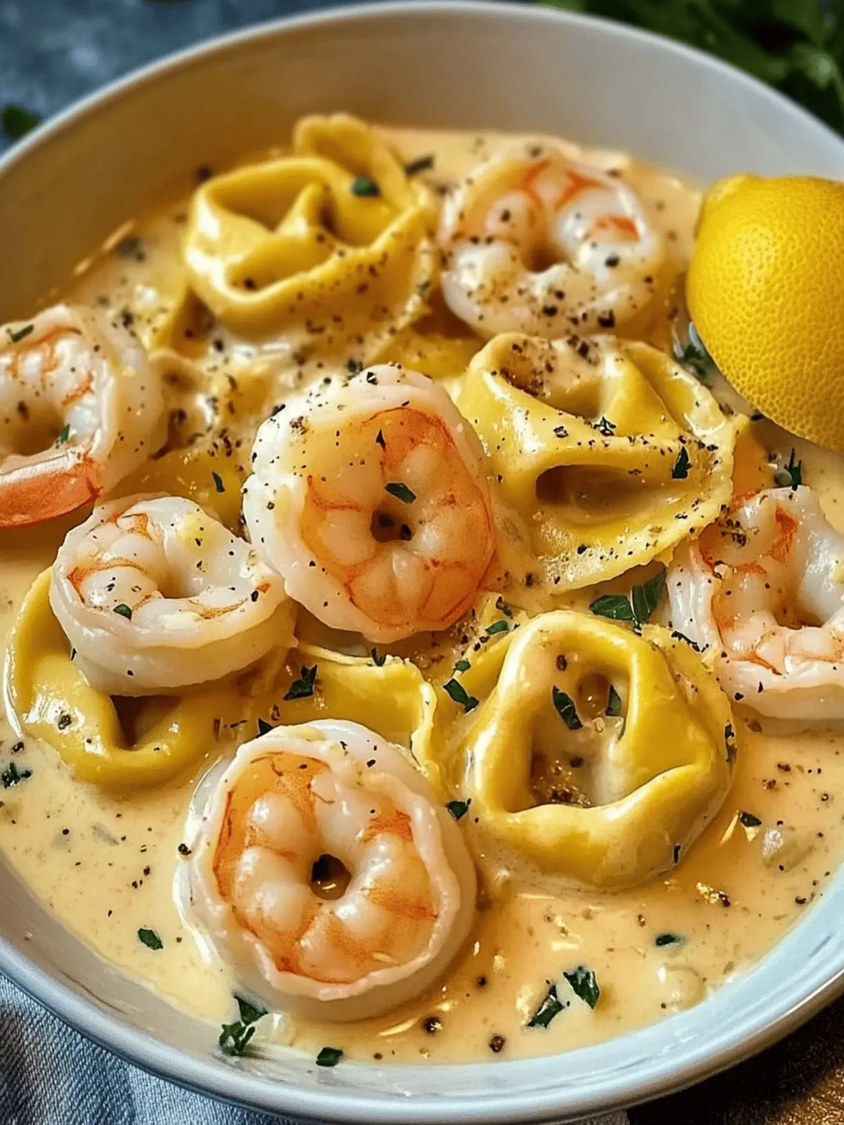 Shrimp Tortellini in Lemon Garlic Cream Sauce