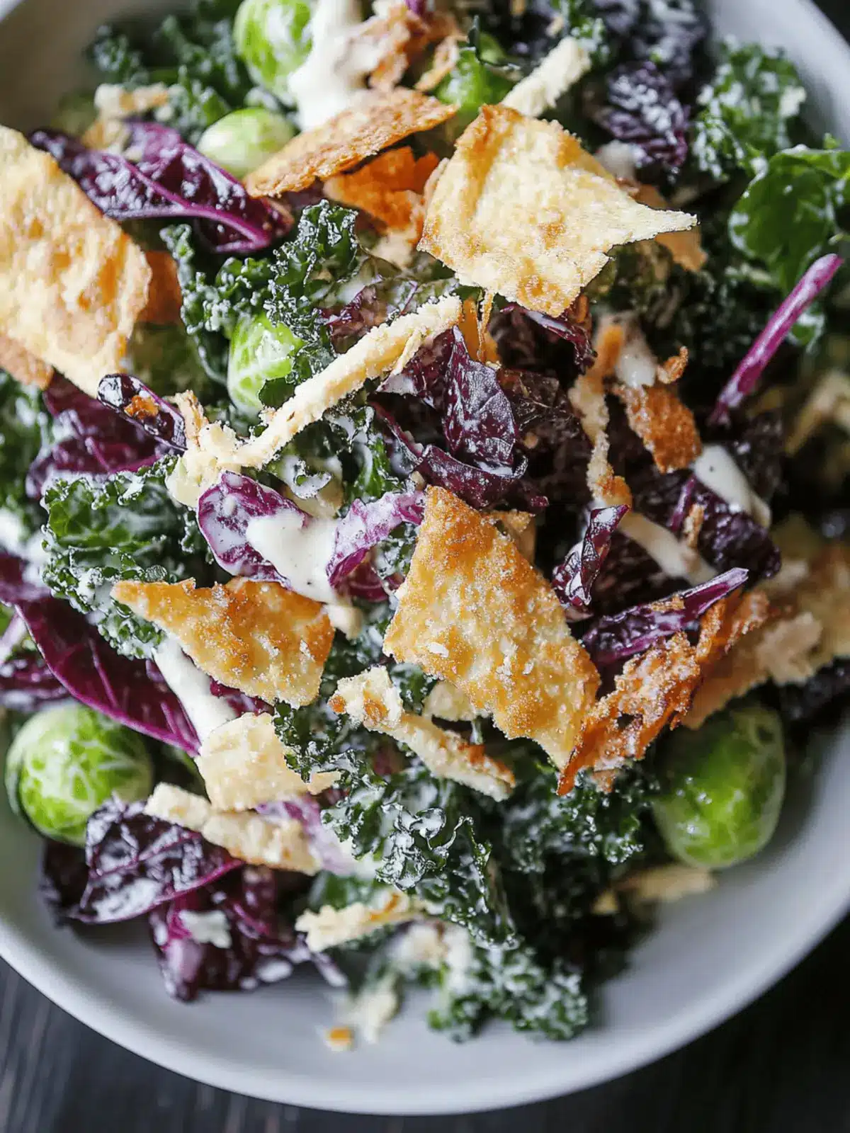 Kale Caesar Salad with Brussels Sprouts for a Flavor Bomb