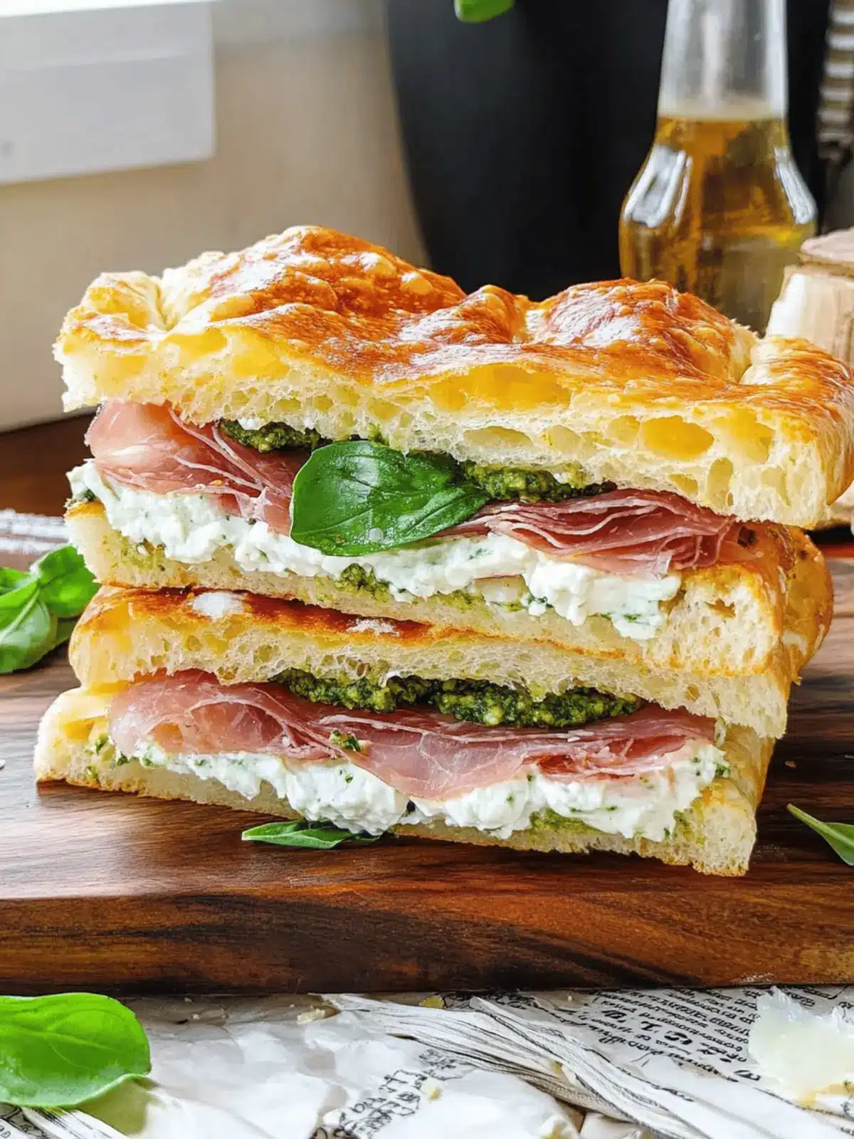 Savory Pesto & Prosciutto Italian Focaccia Sandwich Magic 2 Savory Pesto & Prosciutto Italian Focaccia Sandwich Magic
