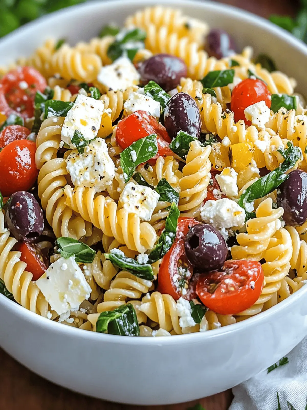 Greek Pasta Salad Recipe with Feta and Olives