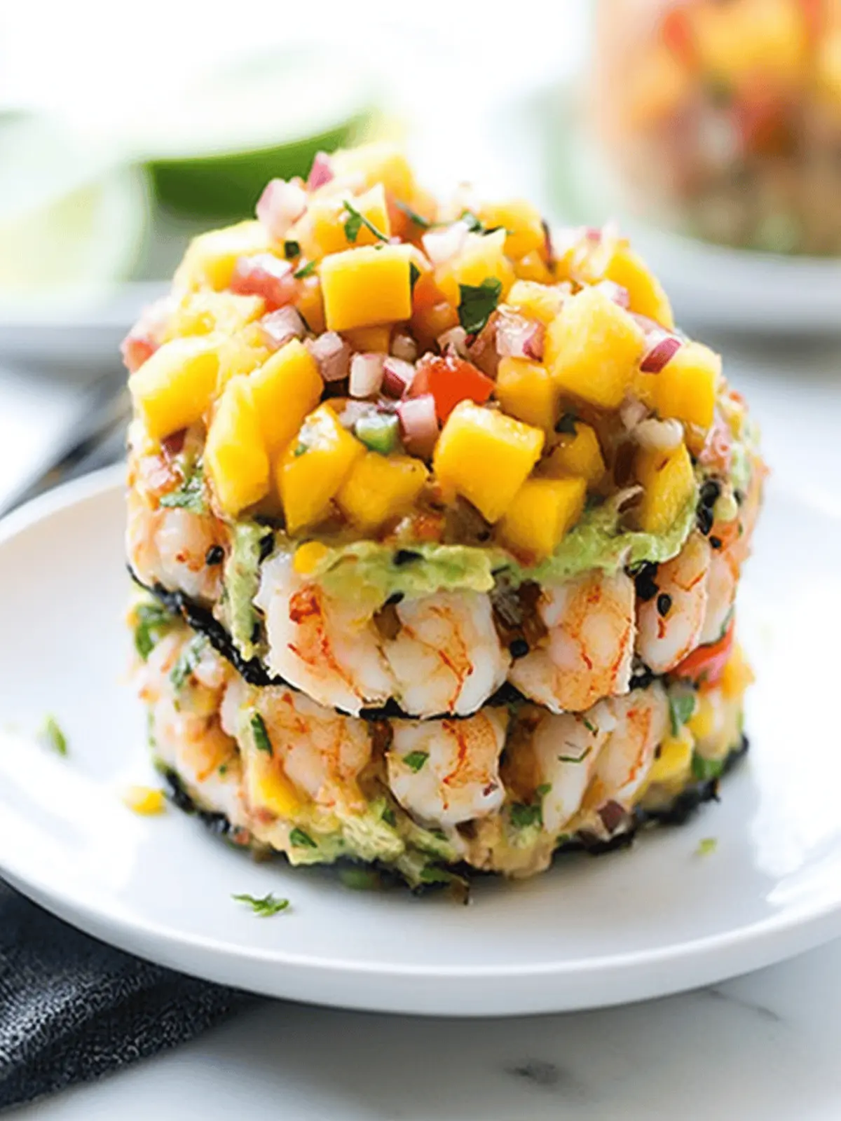 Spicy Shrimp Stacks with Mango Salsa