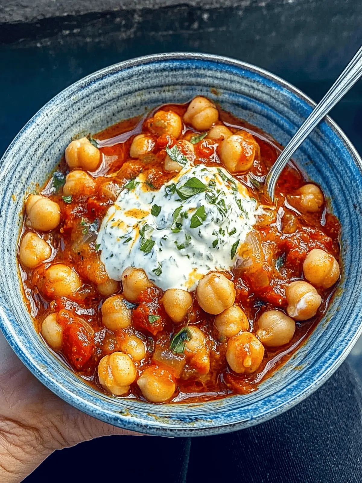 Chickpea, Tomato + Harissa Stew with Herby Yoghurt
