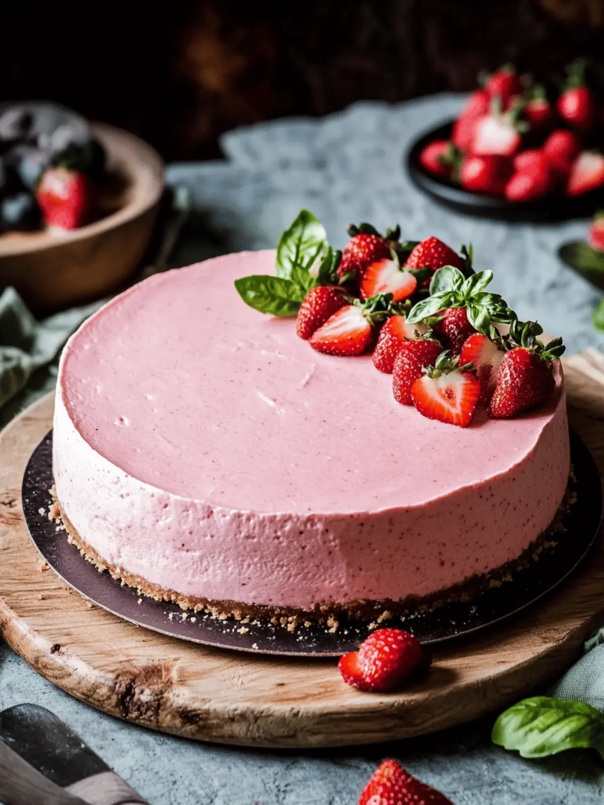 Strawberry Basil Cheesecake