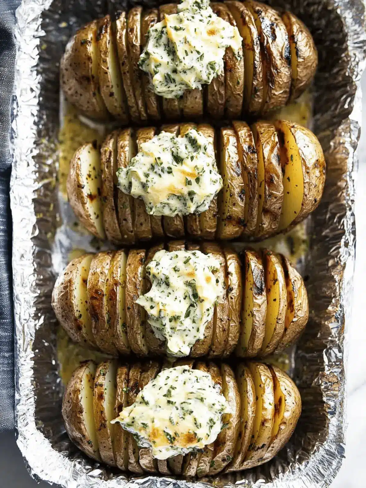 Grilled Hasselback Potatoes with Chive Butter