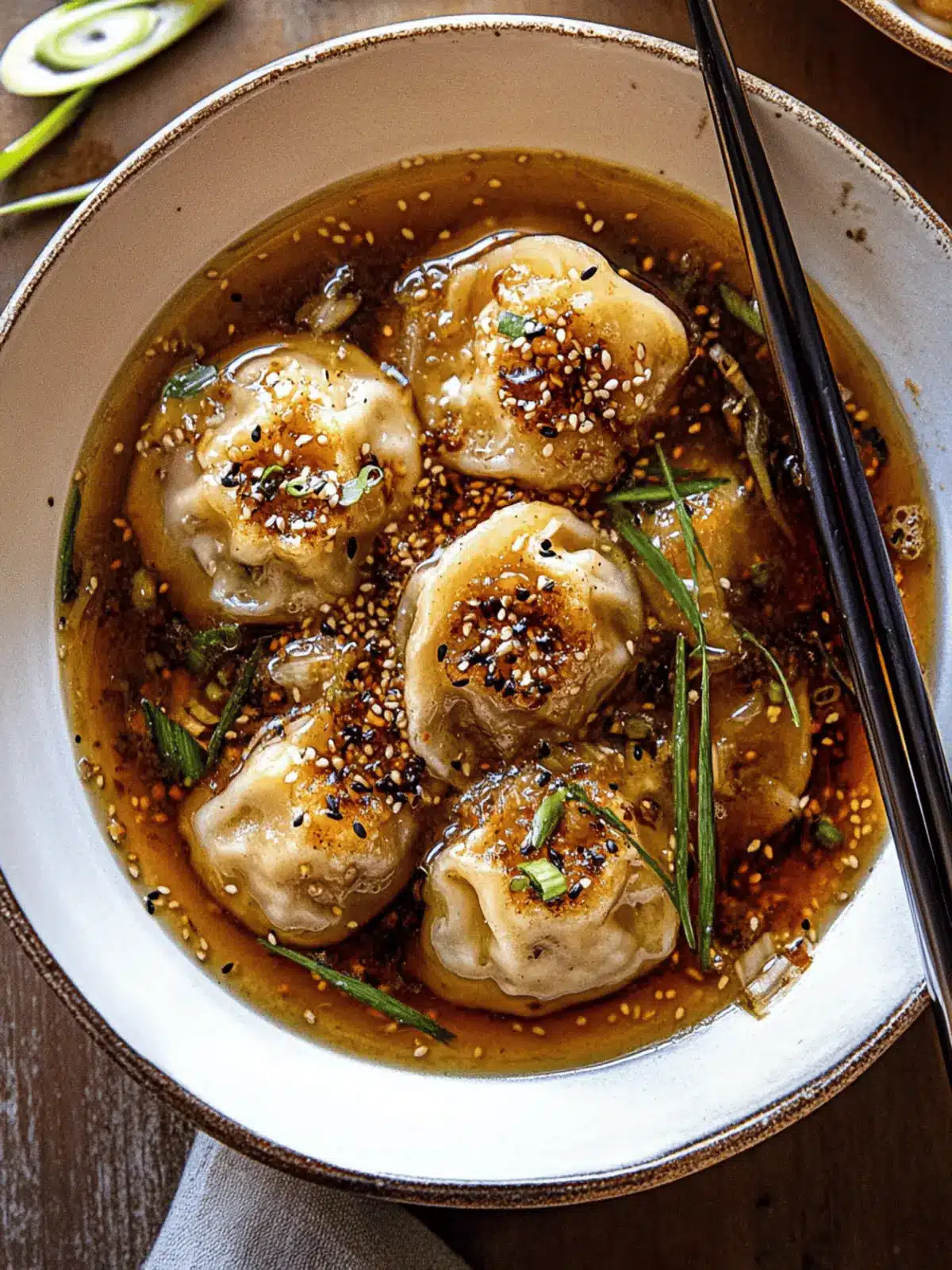 Chili Crisp Butternut Squash Dumplings in Ginger Soy Broth