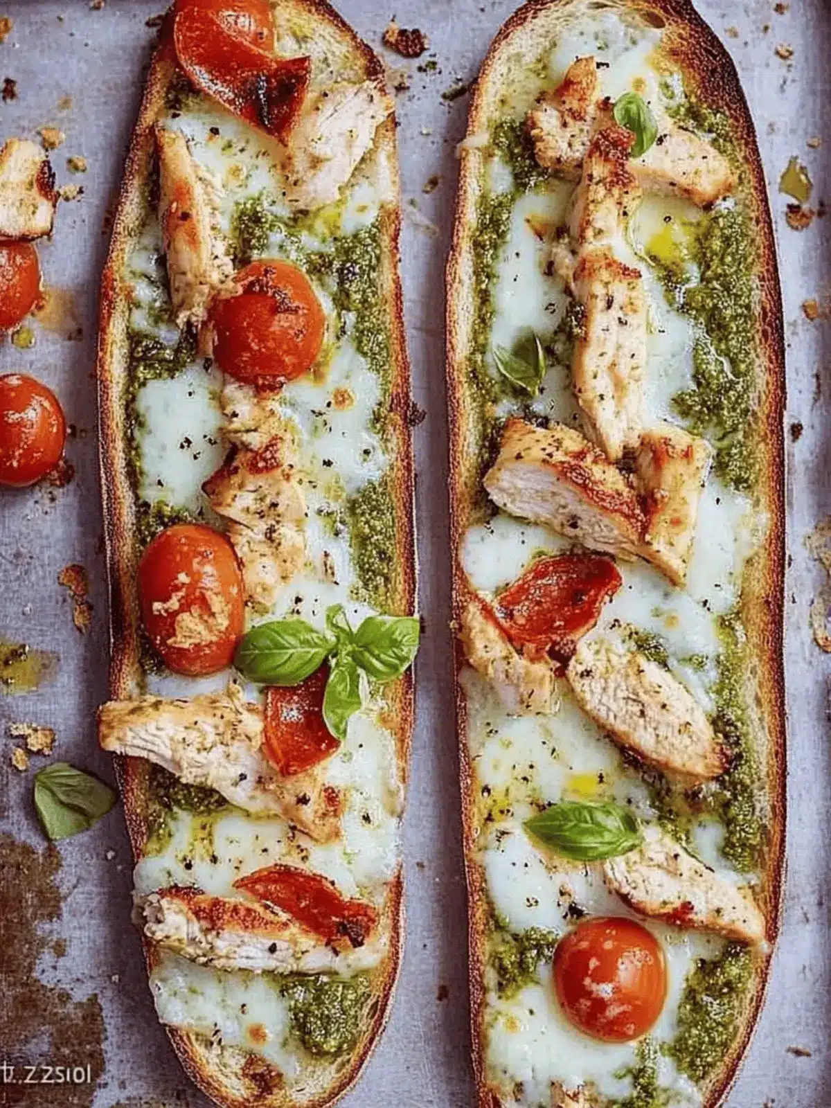 French Bread Pesto Chicken Pizza