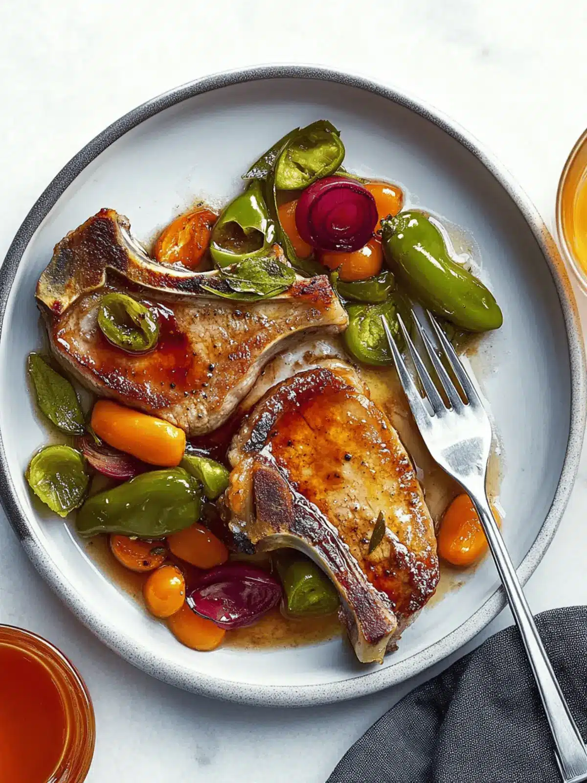 Pork Chops and Padrón Chiles en Escabèche