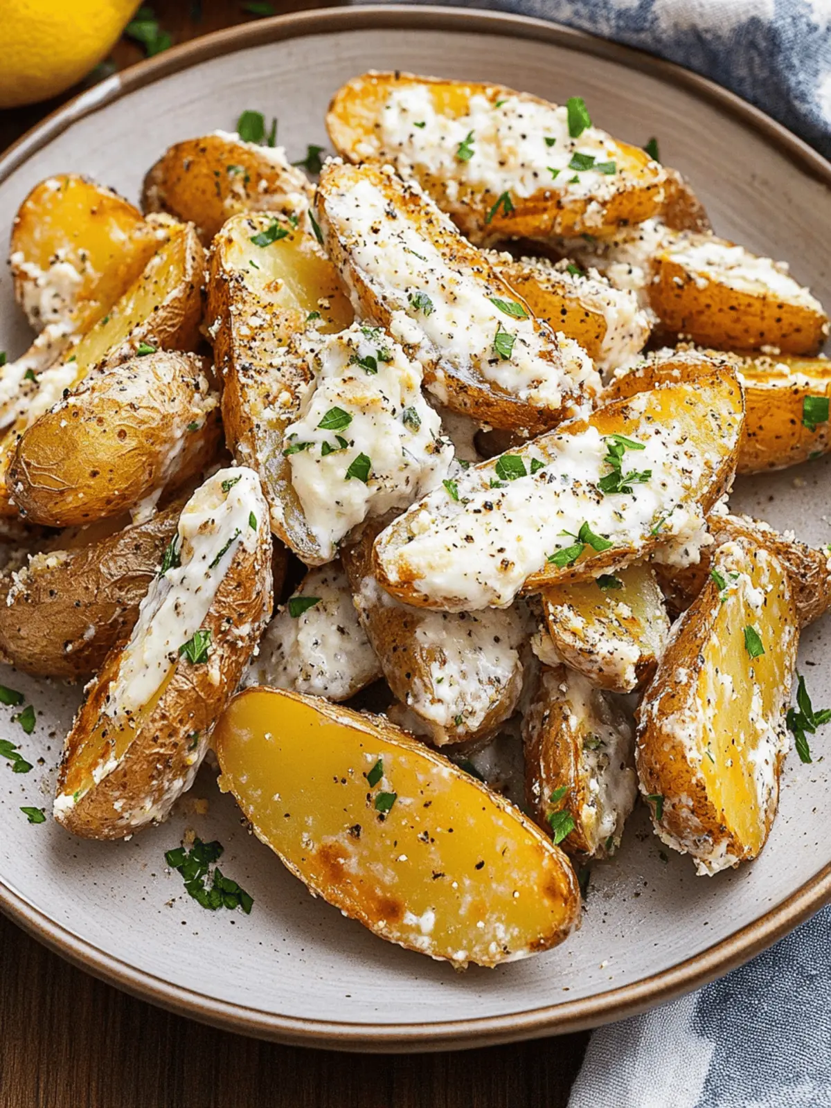 Roasted Potatoes in a Melted Goat Cheese Dressing