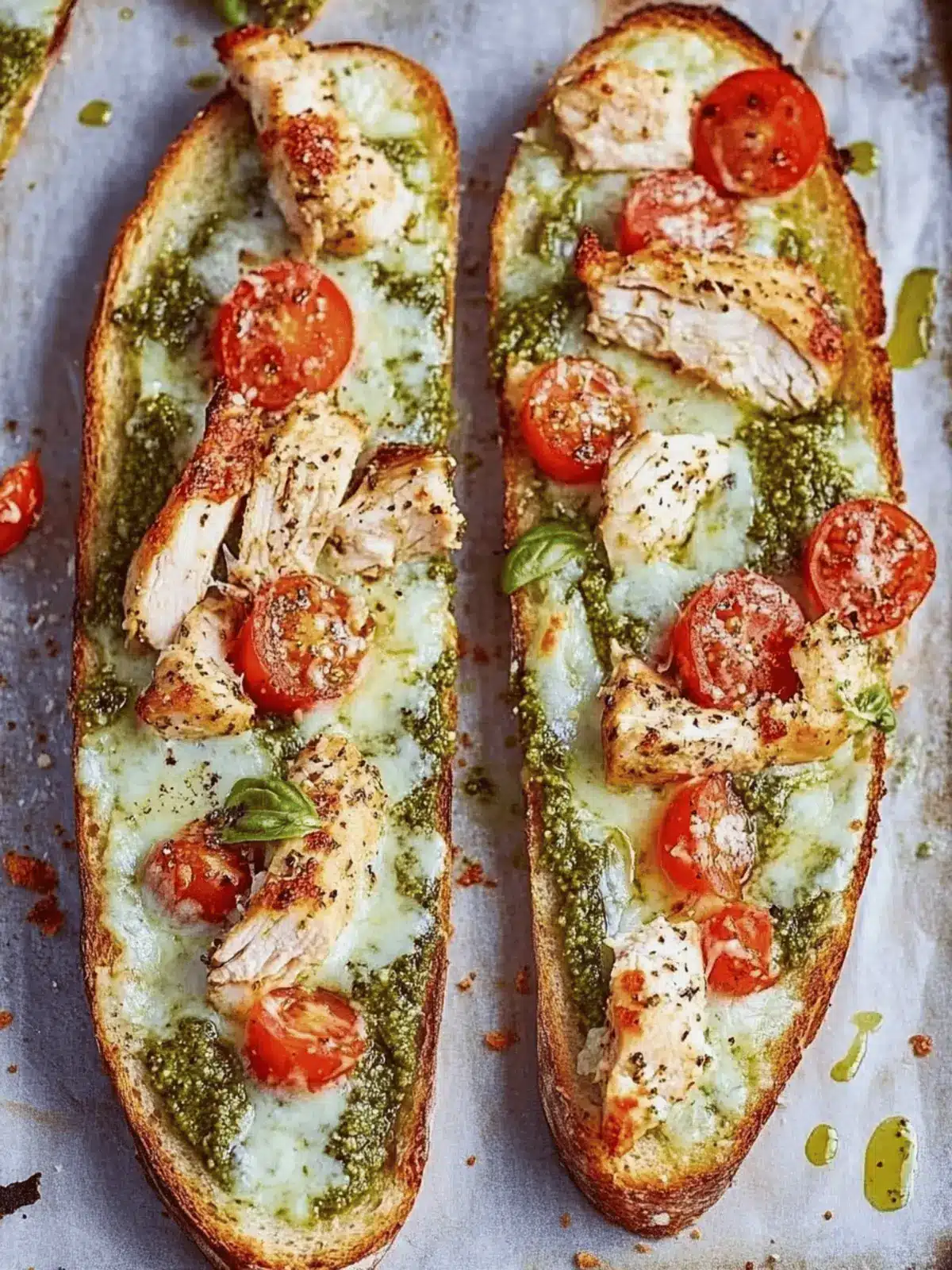 French Bread Pesto Chicken Pizza