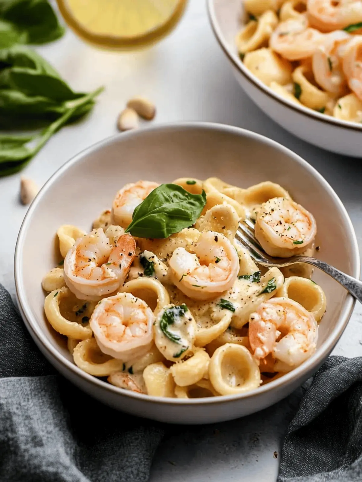 Shrimp Orecchiette with Lemon Garlic Cream Sauce