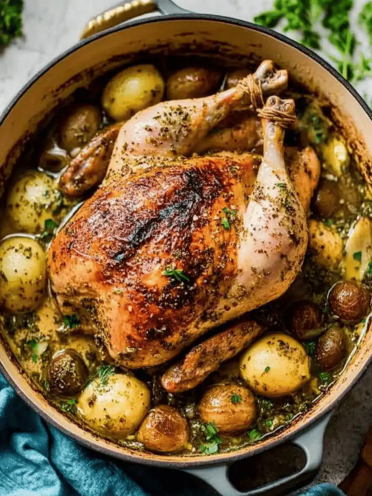 Lemon Herb Pot Roast Chicken