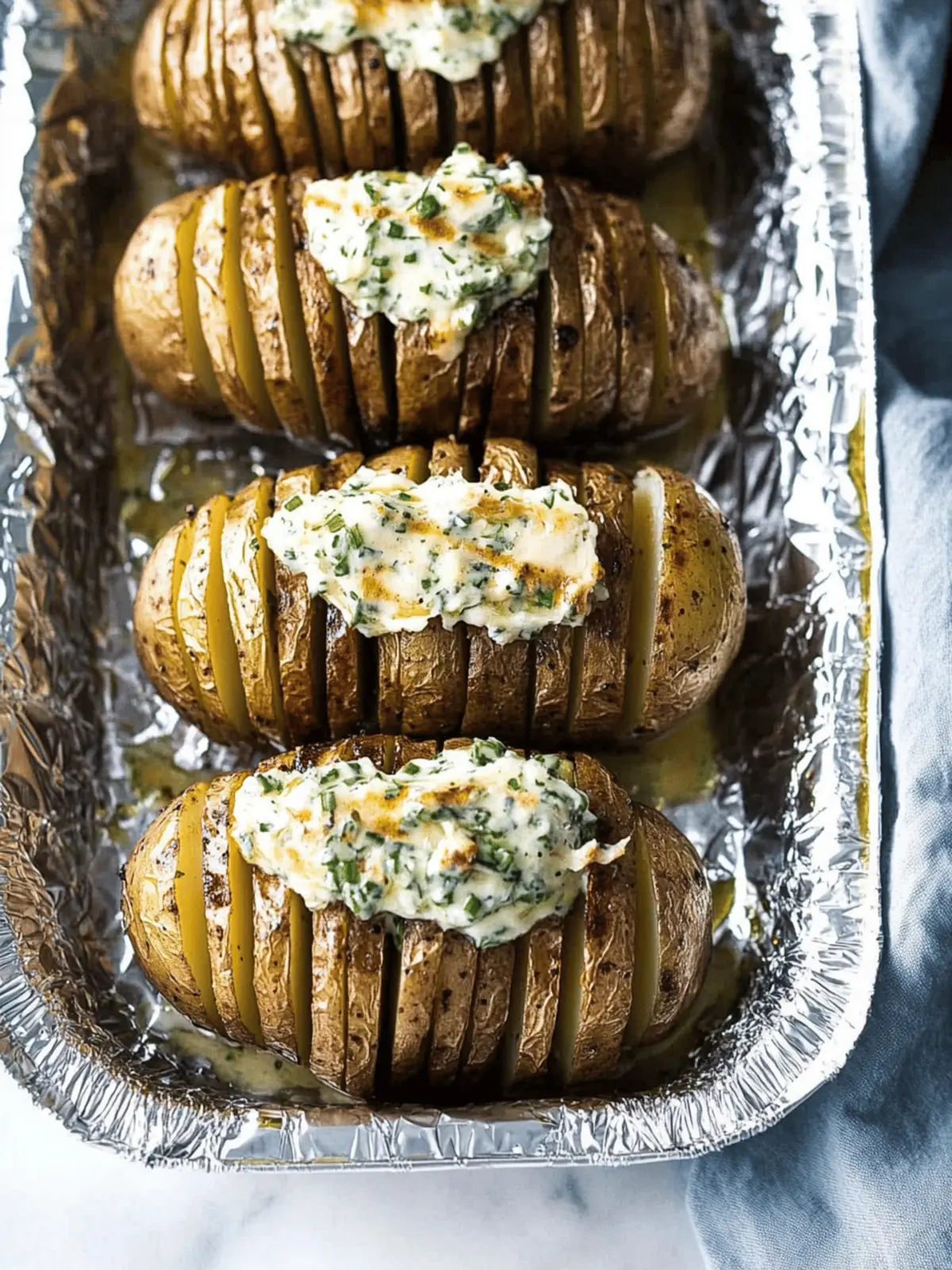 Grilled Hasselback Potatoes with Chive Butter