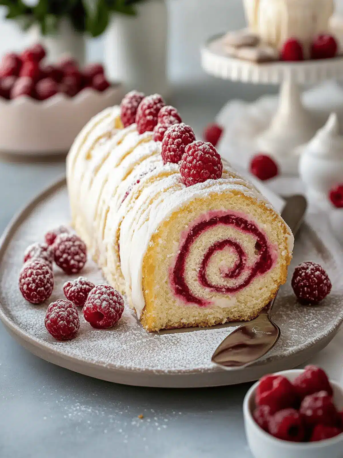 Raspberry White Chocolate Cake Roll