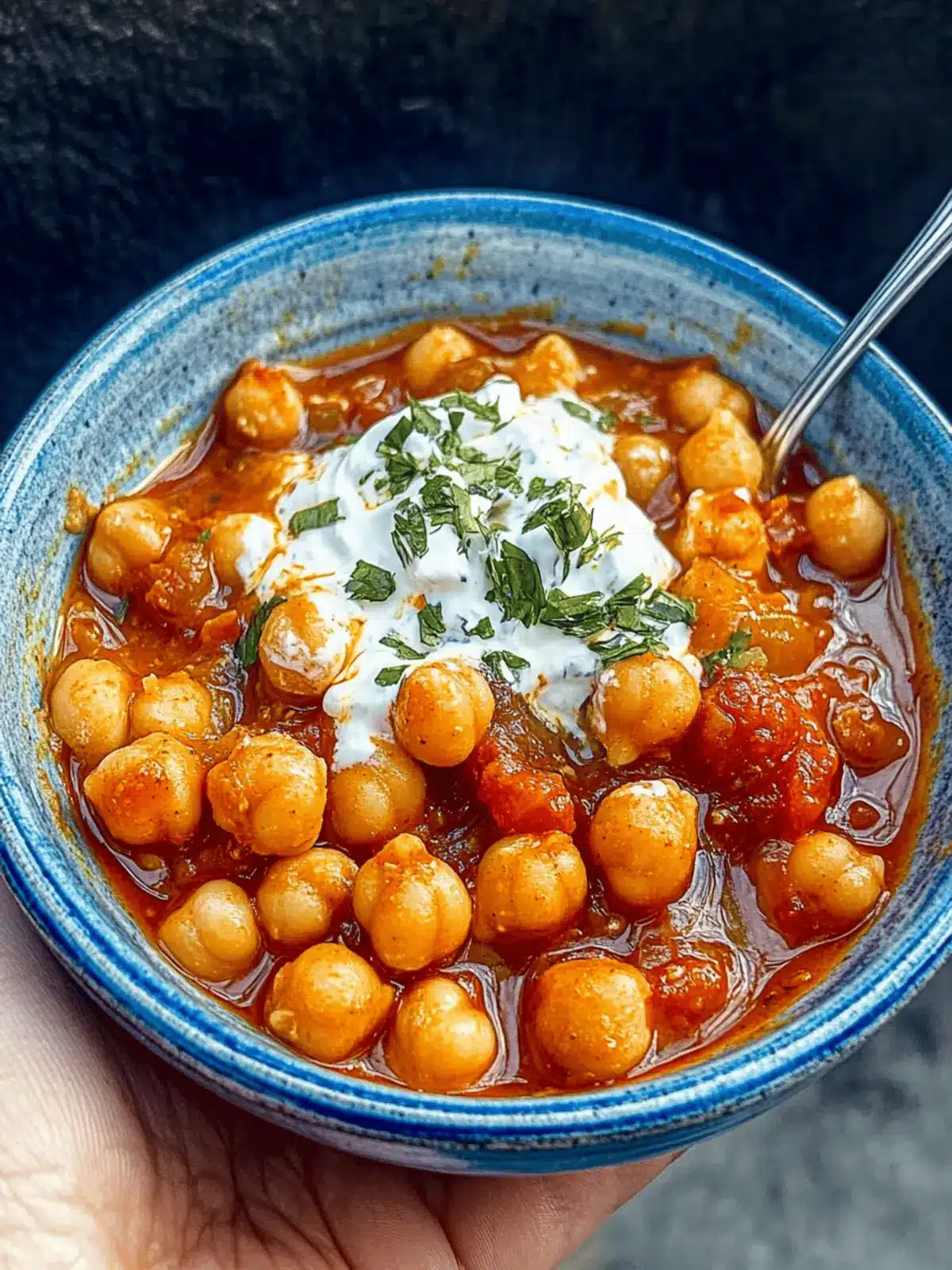 Chickpea, Tomato + Harissa Stew with Herby Yoghurt