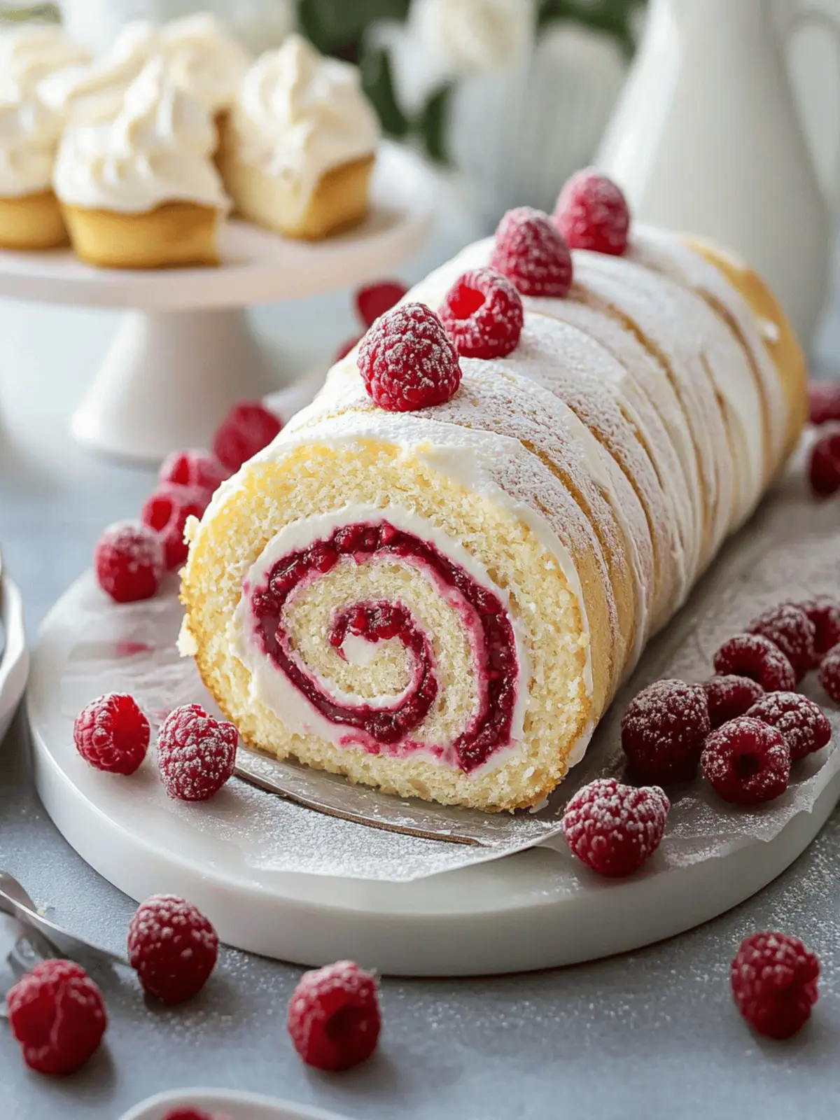 Raspberry White Chocolate Cake Roll