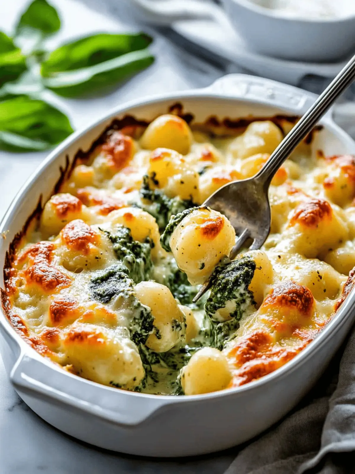 Creamy Pesto & Spinach Gnocchi Bake