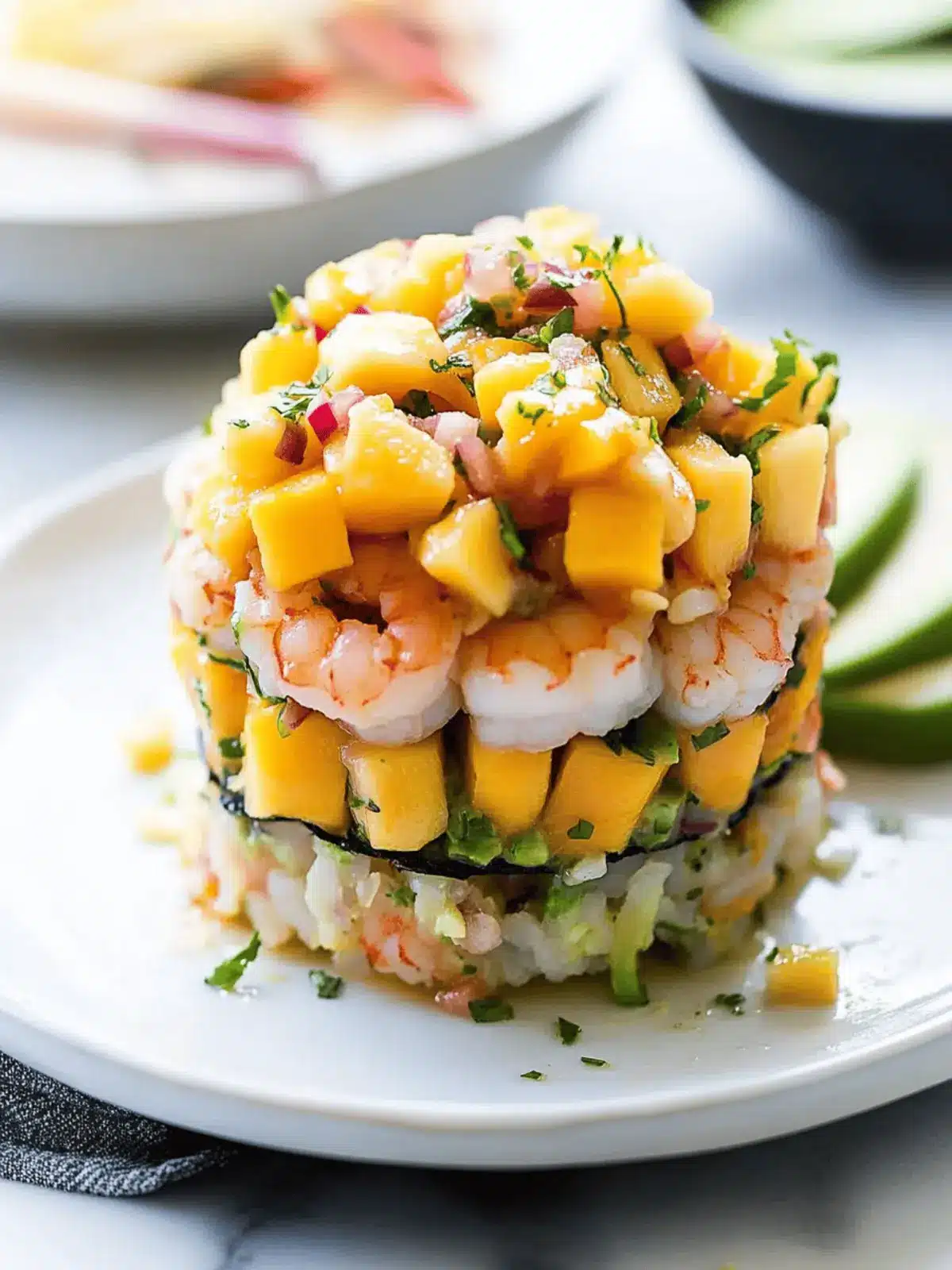 Spicy Shrimp Stacks with Mango Salsa