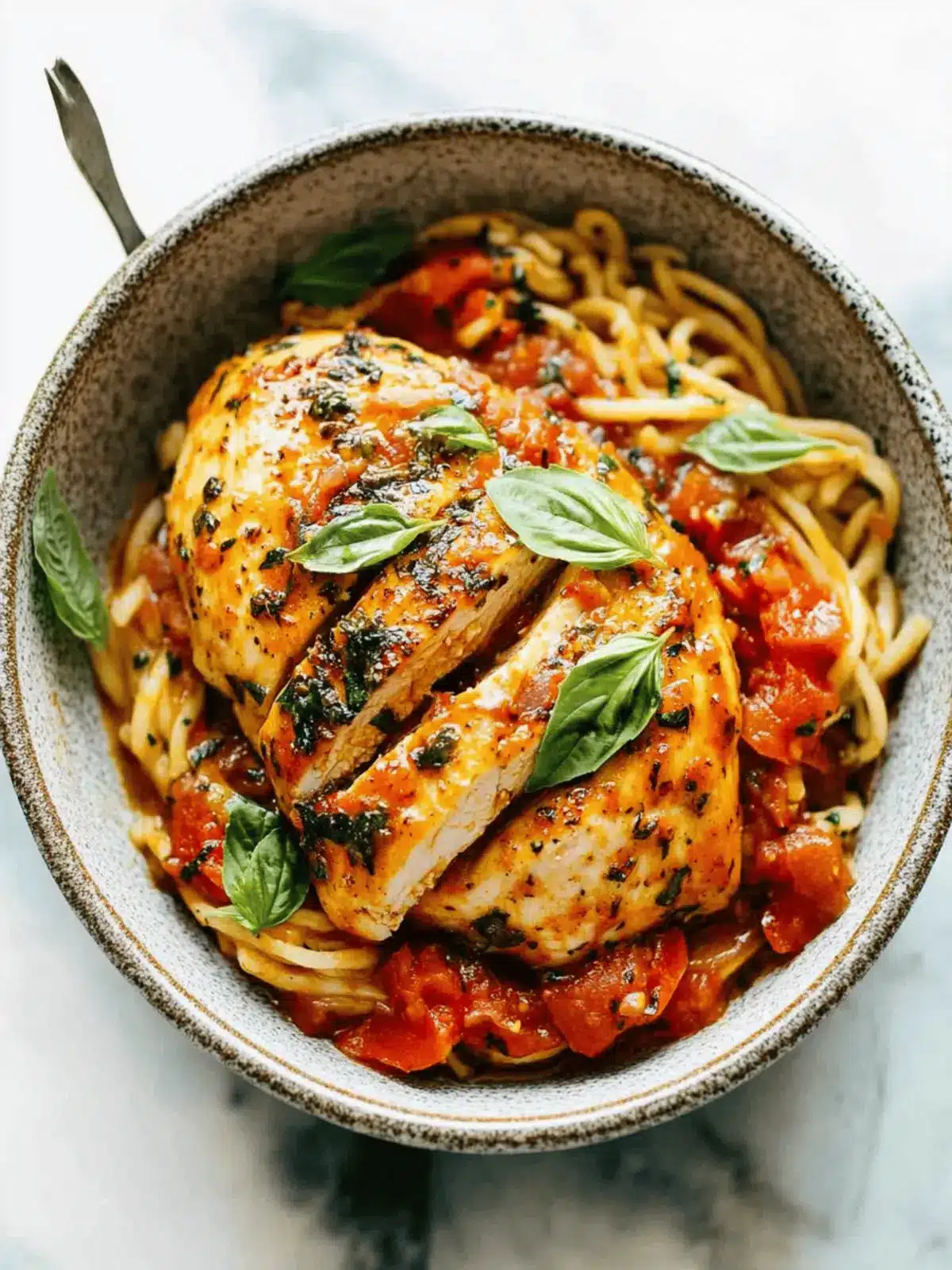 Garlic Basil Chicken with Tomato Butter Sauce