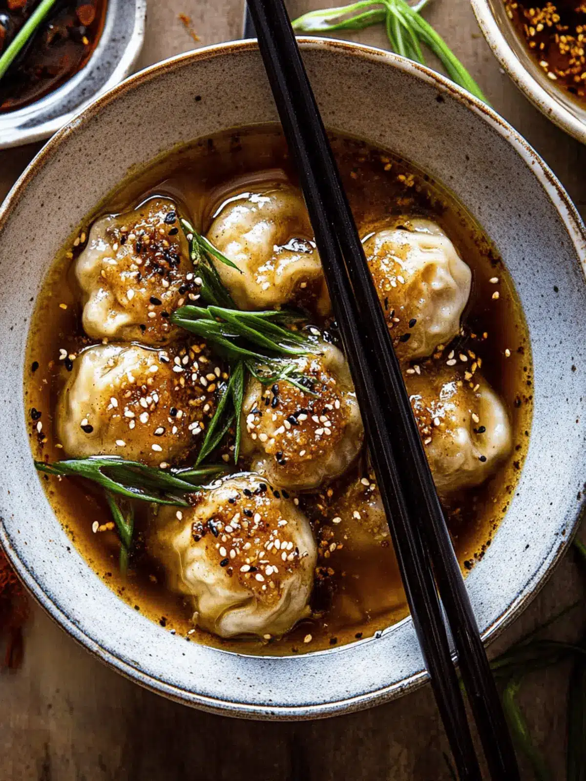 Chili Crisp Butternut Squash Dumplings in Ginger Soy Broth