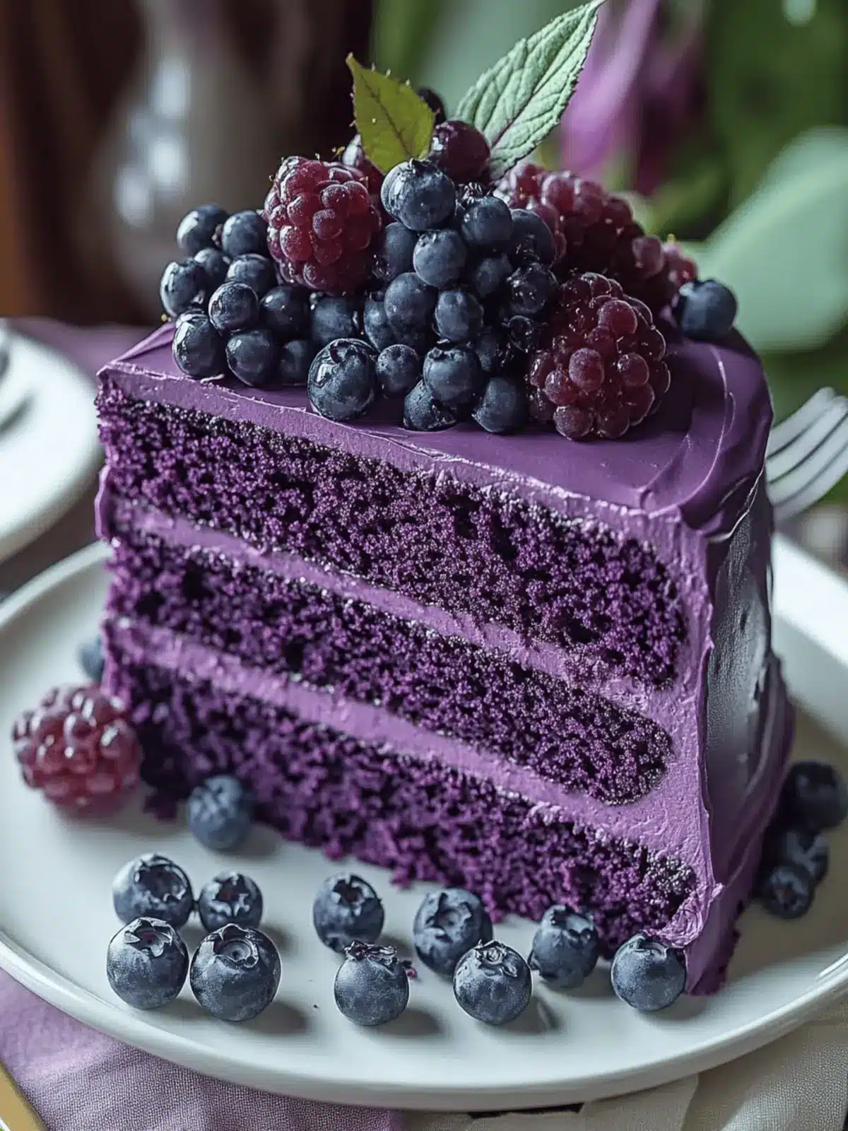 Royal Purple Velvet Cake with Creamy Vanilla Frosting
