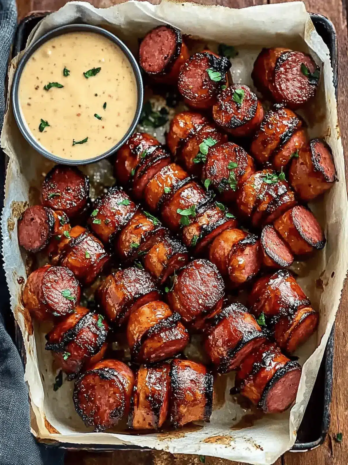 Mustard Hasselback Kielbasa Bites